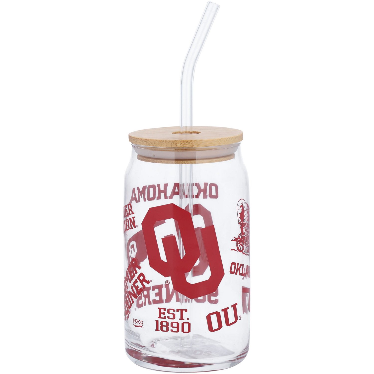 Oklahoma Sooners 16oz Can Glass with Straw - view number 1