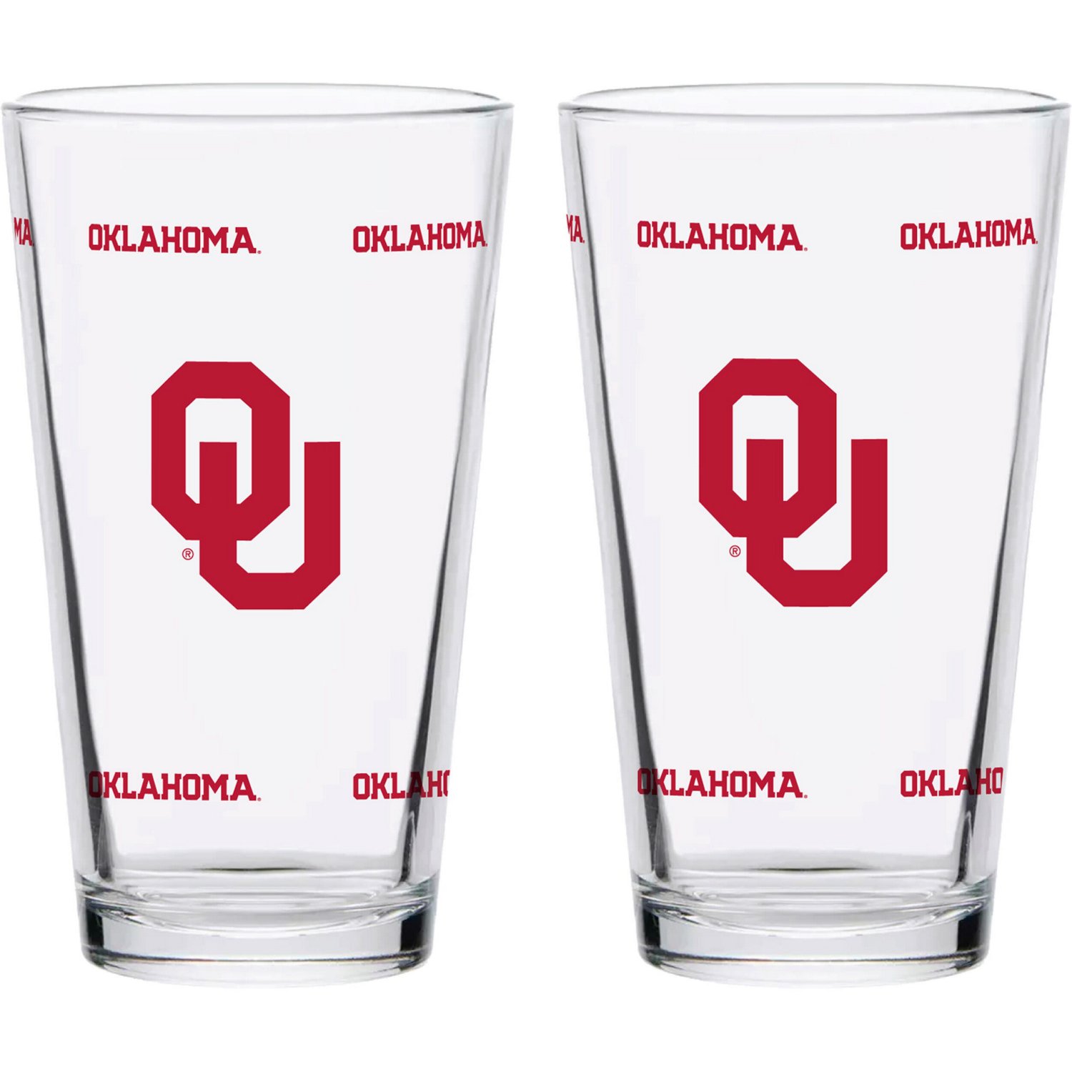 Oklahoma Sooners Two-Pack Knockout 16oz Pint Glass Set