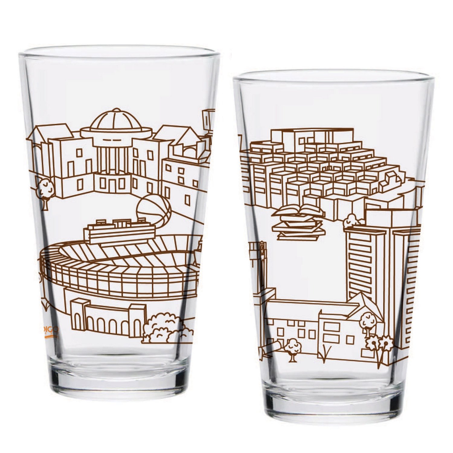 Tennessee Volunteers Two-Pack 16oz Campus Line Art Pint Glass Set - view number 2
