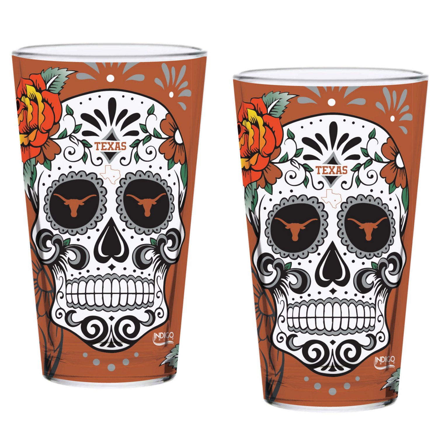 Texas Longhorns Two-Pack 16oz Dia De Los Muertos Pint Glass Set