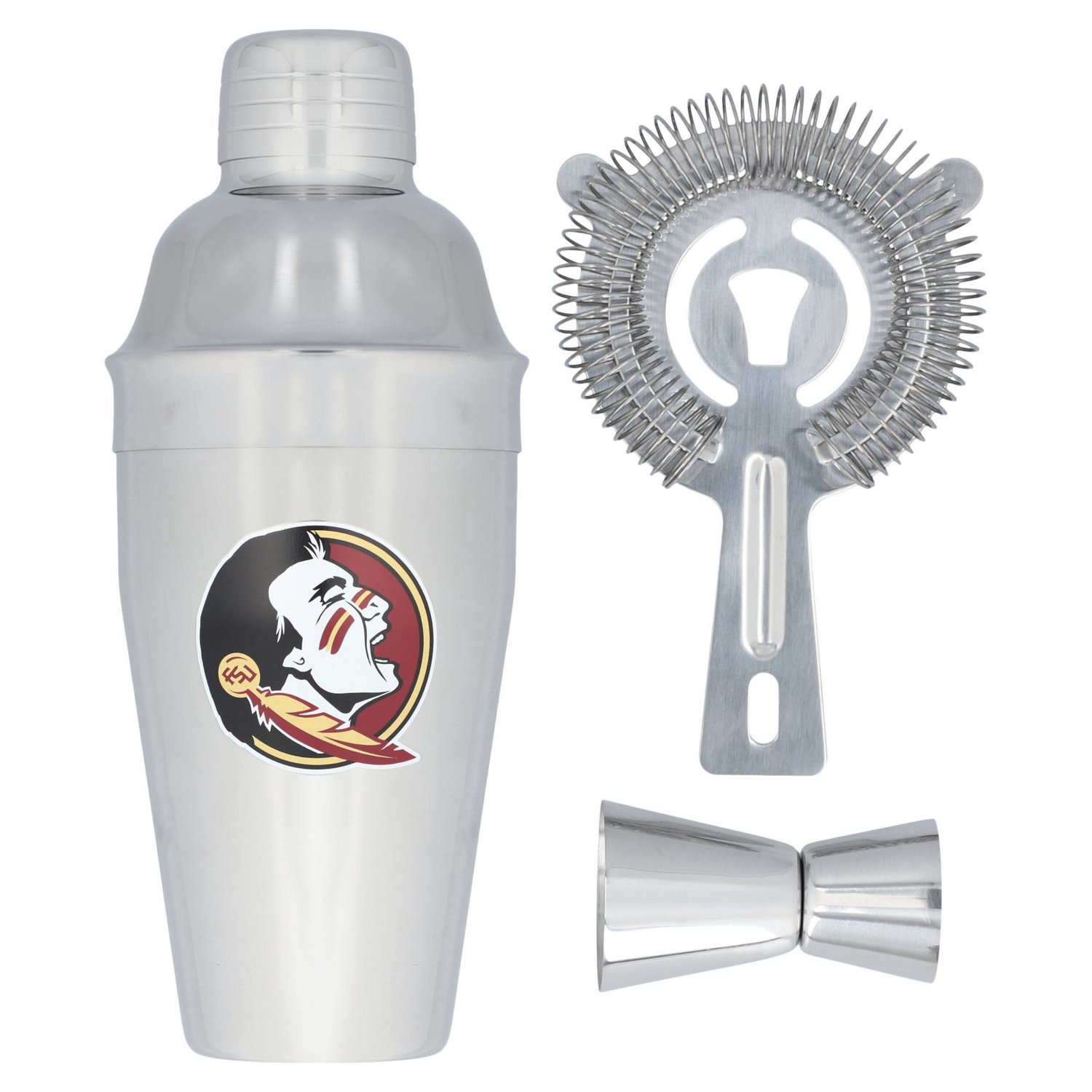 The Memory Company Florida State Seminoles Stainless Steel Shaker Strainer  Jigger Set