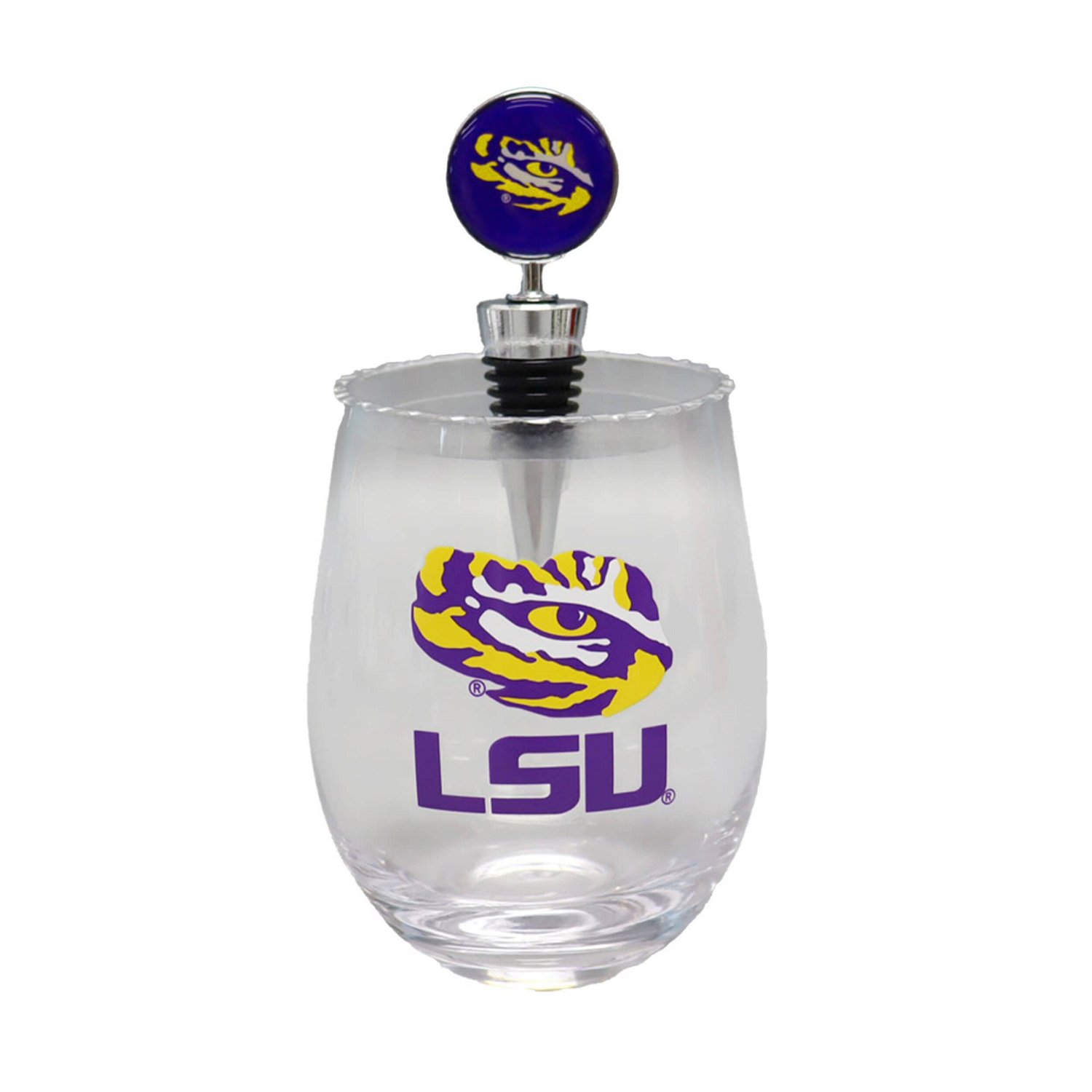 The Memory Company LSU Tigers 15oz Stemless Tumbler With Wine Bottle Stopper