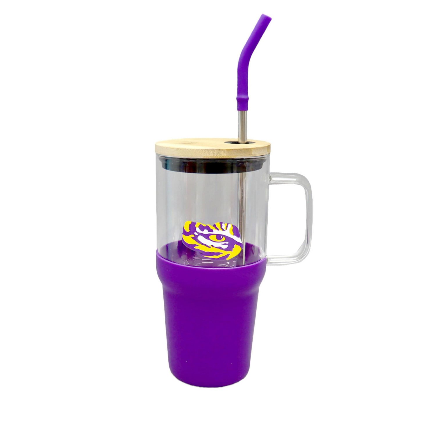 The Memory Company LSU Tigers 40oz Glass Tumbler with Silicone Snack Tray - view number 2