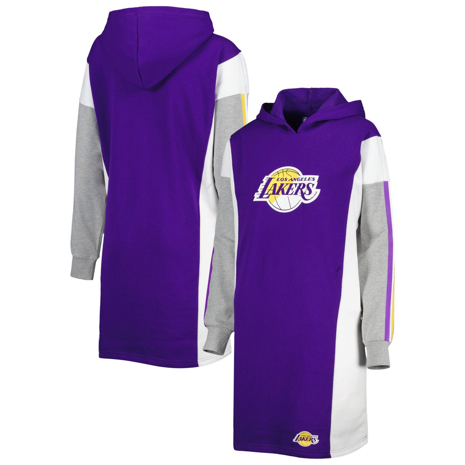 G-III 4Her by Carl Banks /White Los Angeles Lakers Bootleg Long Sleeve Hoodie T-Shirt Dress