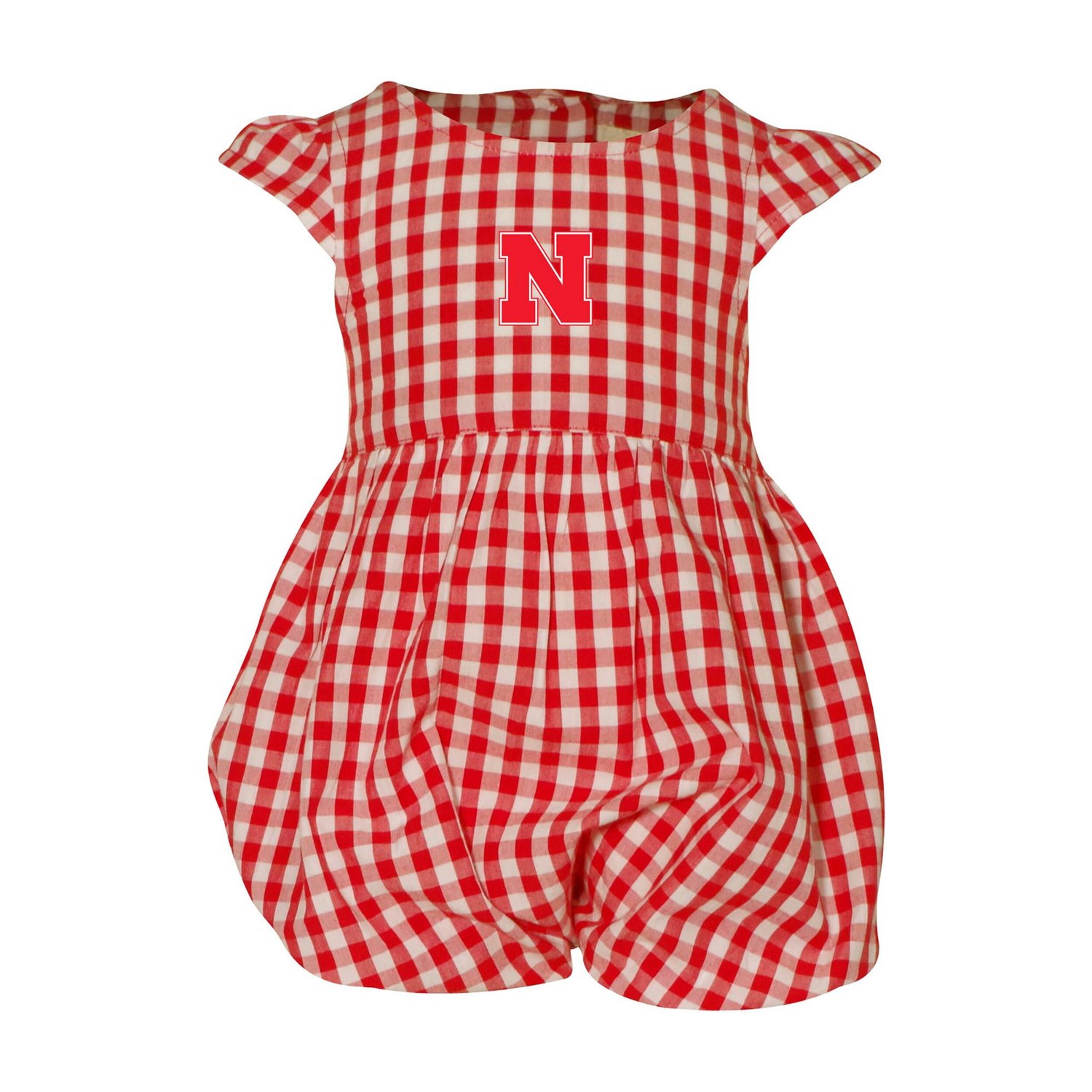 Girl's Garb Nebraska Huskers Cara Gingham Ruffled Bodysuit
