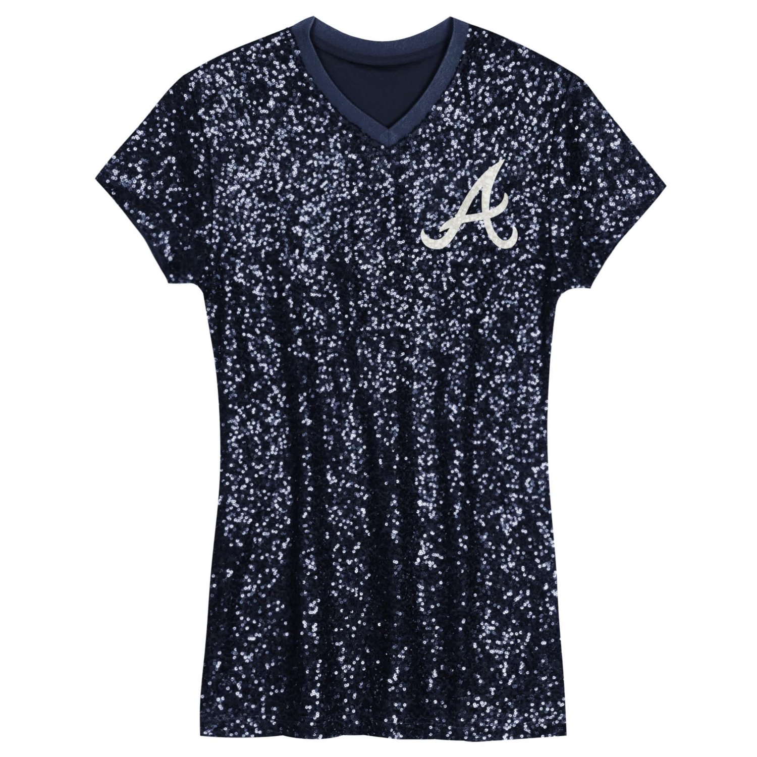 Girls Preschool Atlanta Braves Sequin V-Neck Dress - view number 2