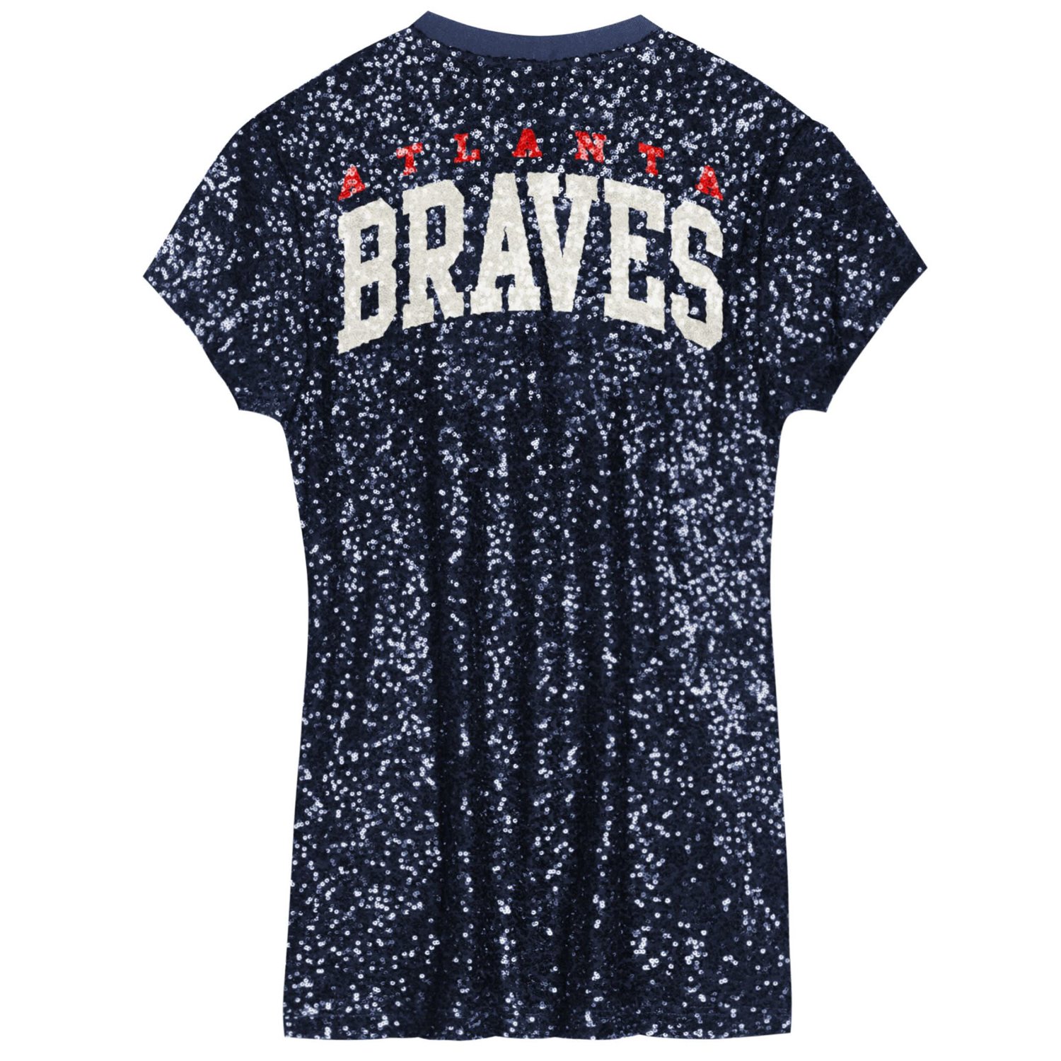 Girls Preschool Atlanta Braves Sequin V-Neck Dress - view number 3
