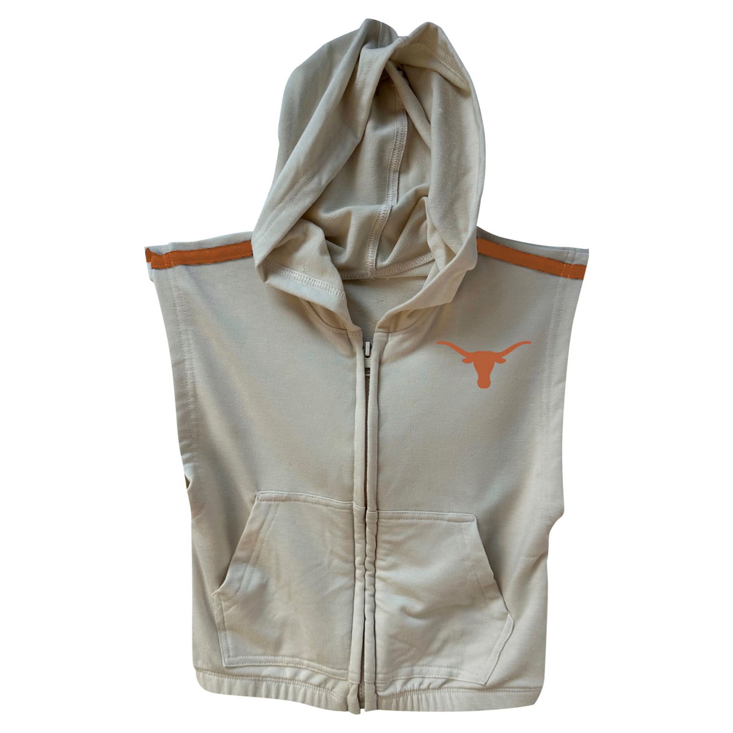 Girls Wes  Willy Texas Longhorns Tri-Blend Sleeveless Full-Zip Hoodie Tiered Skirt Set