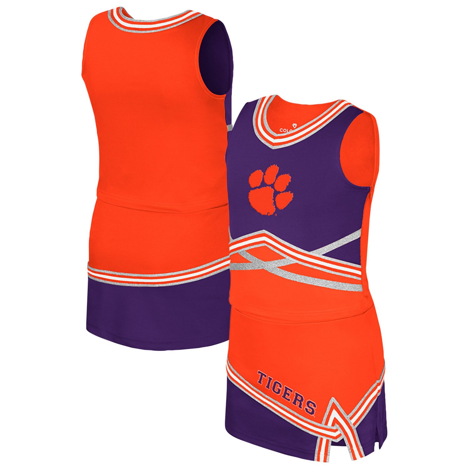 Girls Youth Colosseum Clemson Tigers Lollipop Park Cheer Two-Piece Set