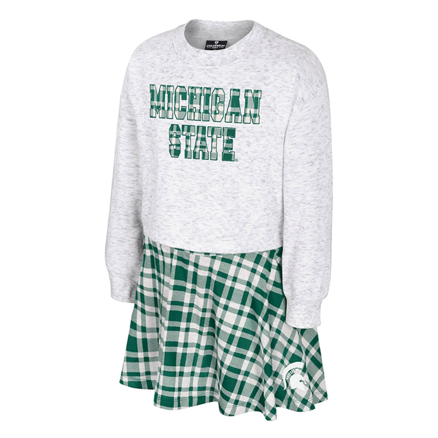 Girls Youth Colosseum Michigan State Spartans Marceline Plaid Skirt and Top Set - view number 2