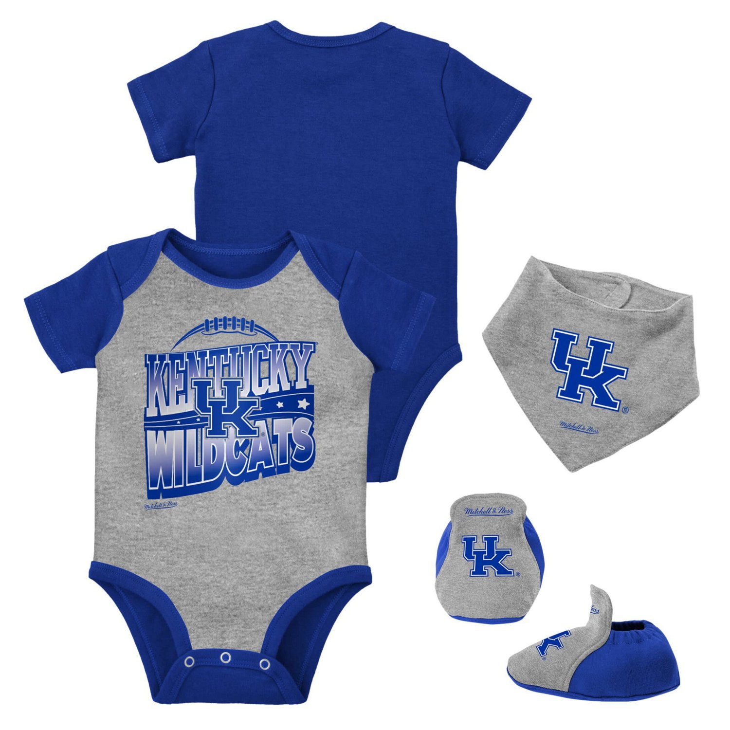 Mitchell  Ness Heather Gray Kentucky Wildcats 3-Pack Bodysuit Bib and Bootie Set