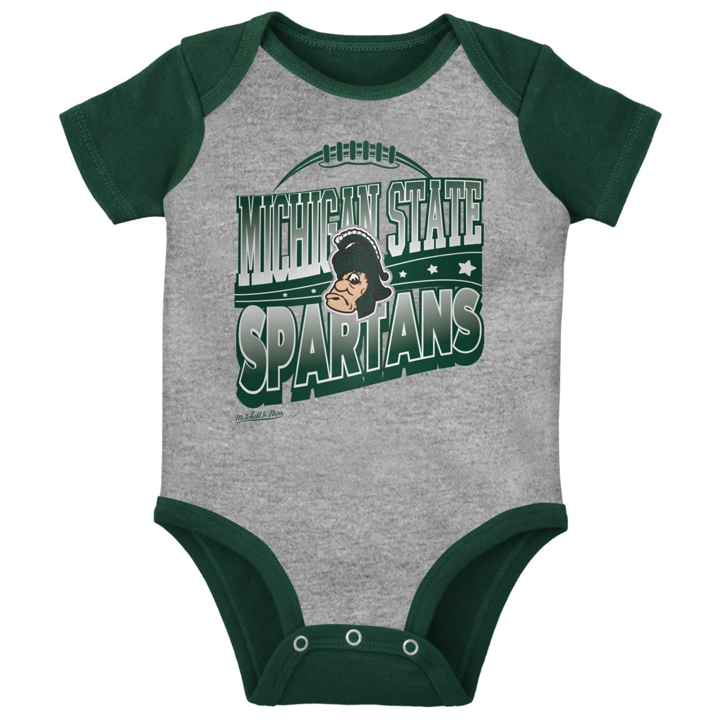 Mitchell  Ness Heather Gray Michigan State Spartans 3-Pack Bodysuit Bib and Bootie Set