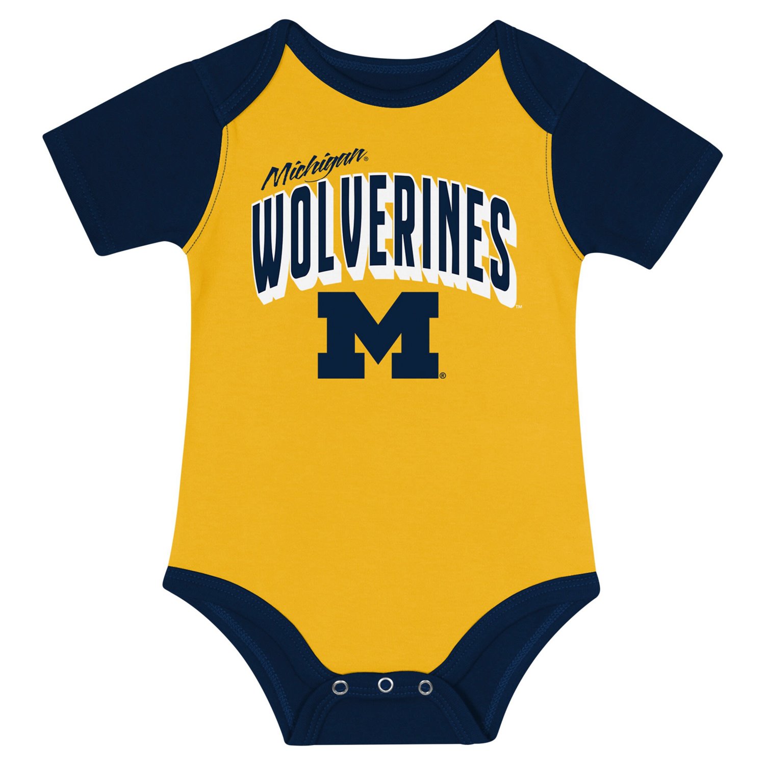Newborn  Michigan Wolverines Dynamic Duo Bodysuit Bib  Cuffed Knit Hat Set