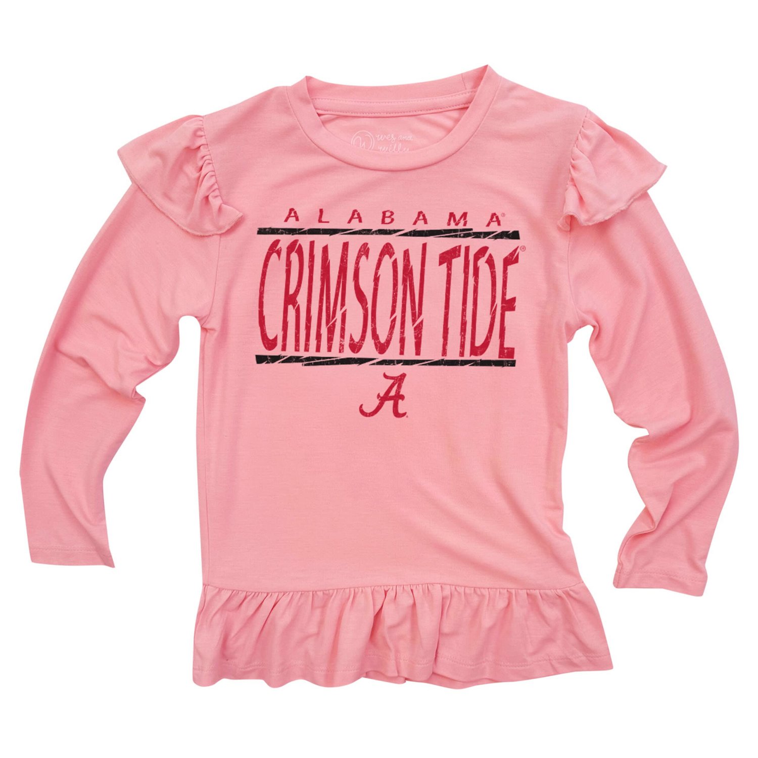 Wes  Willy Alabama Crimson Tide Heart Print Ruffle Long Sleeve T-Shirt and Pants Sleep Set                                       - view number 2