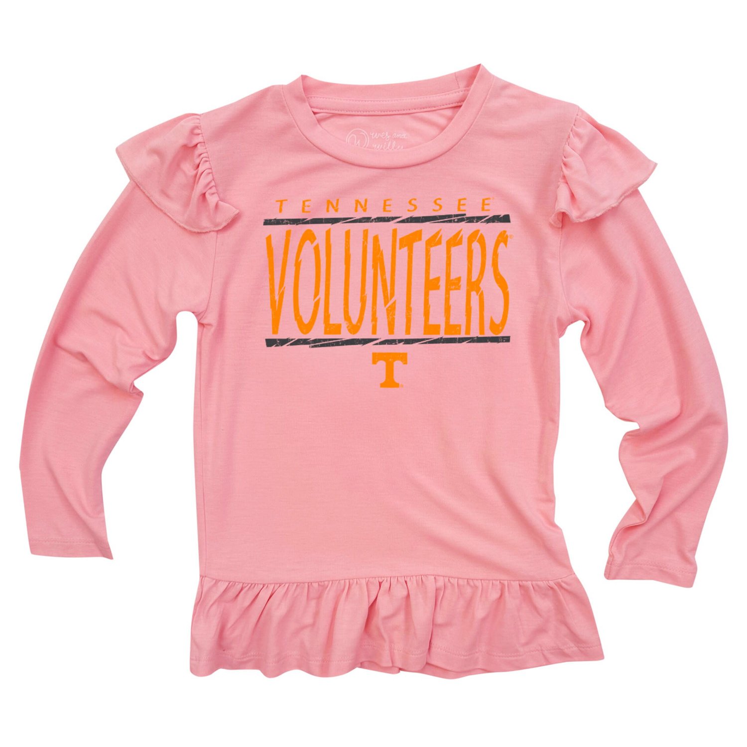 Wes  Willy Tennessee Volunteers Heart Print Ruffle Long Sleeve T-Shirt and Pants Sleep Set