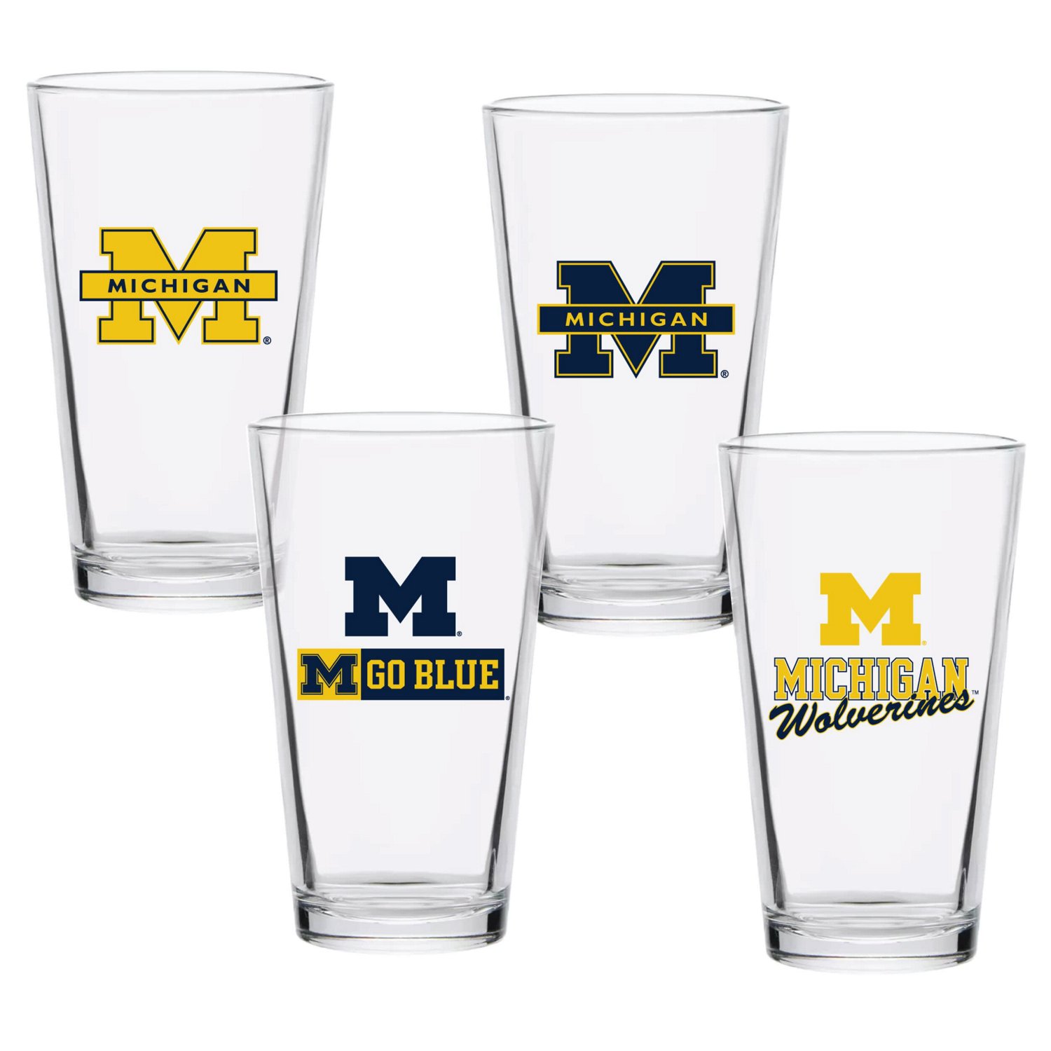 Michigan Wolverines 16oz Collector Pint Glass Four-Set