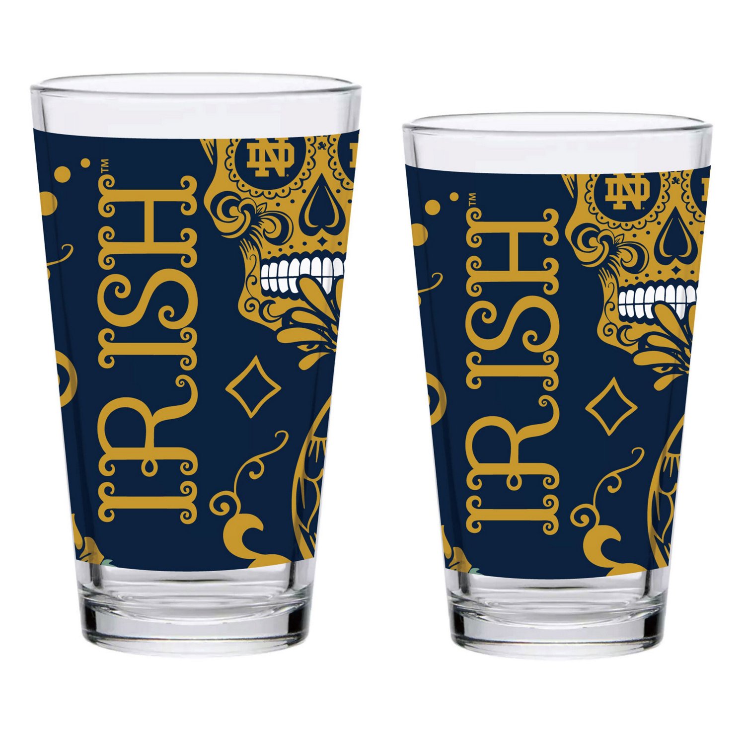Notre Dame Fighting Irish Two-Pack 16oz Dia De Los Muertos Pint Glass Set