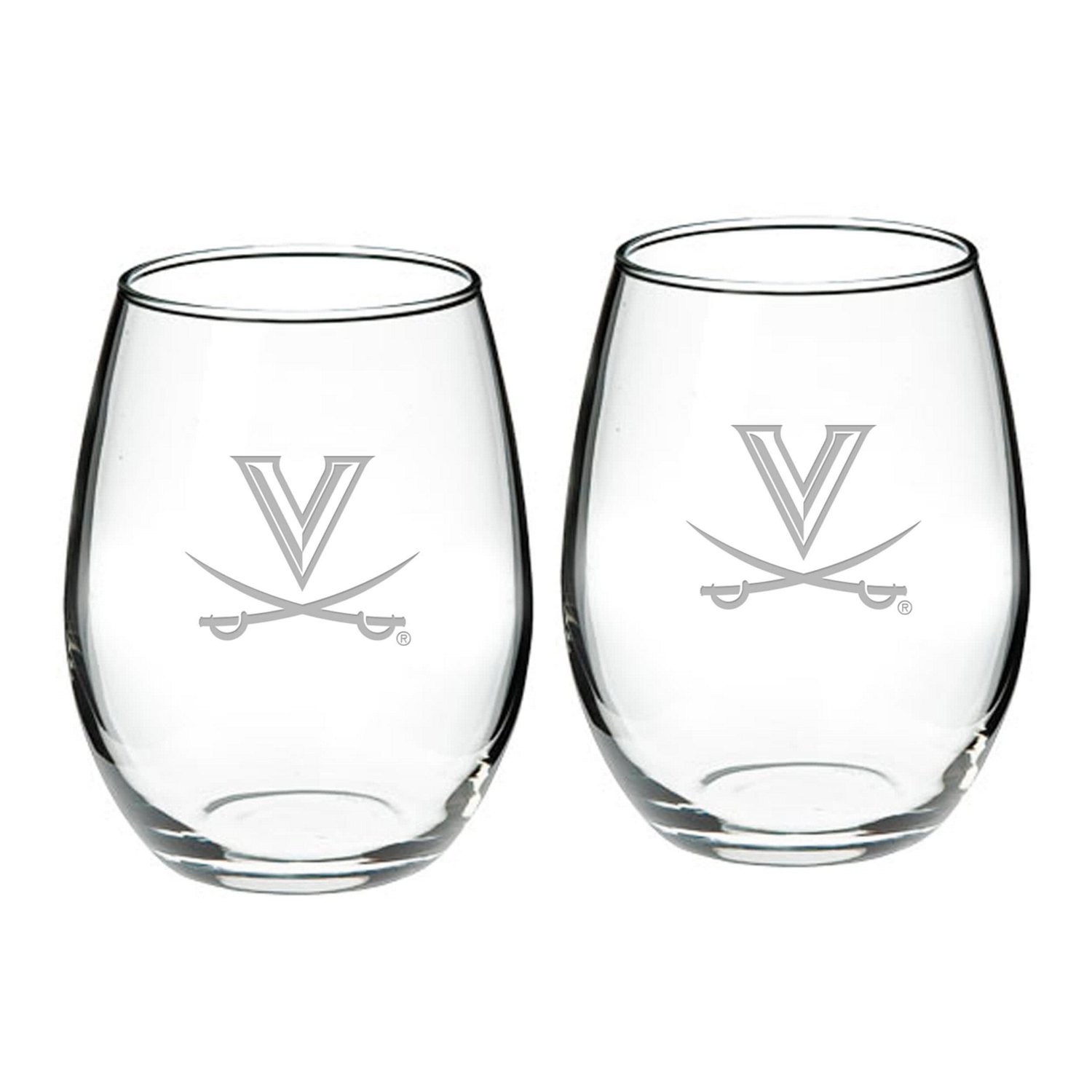 Virginia Cavaliers 2-Piece 21oz Stemless Wine Glass Set