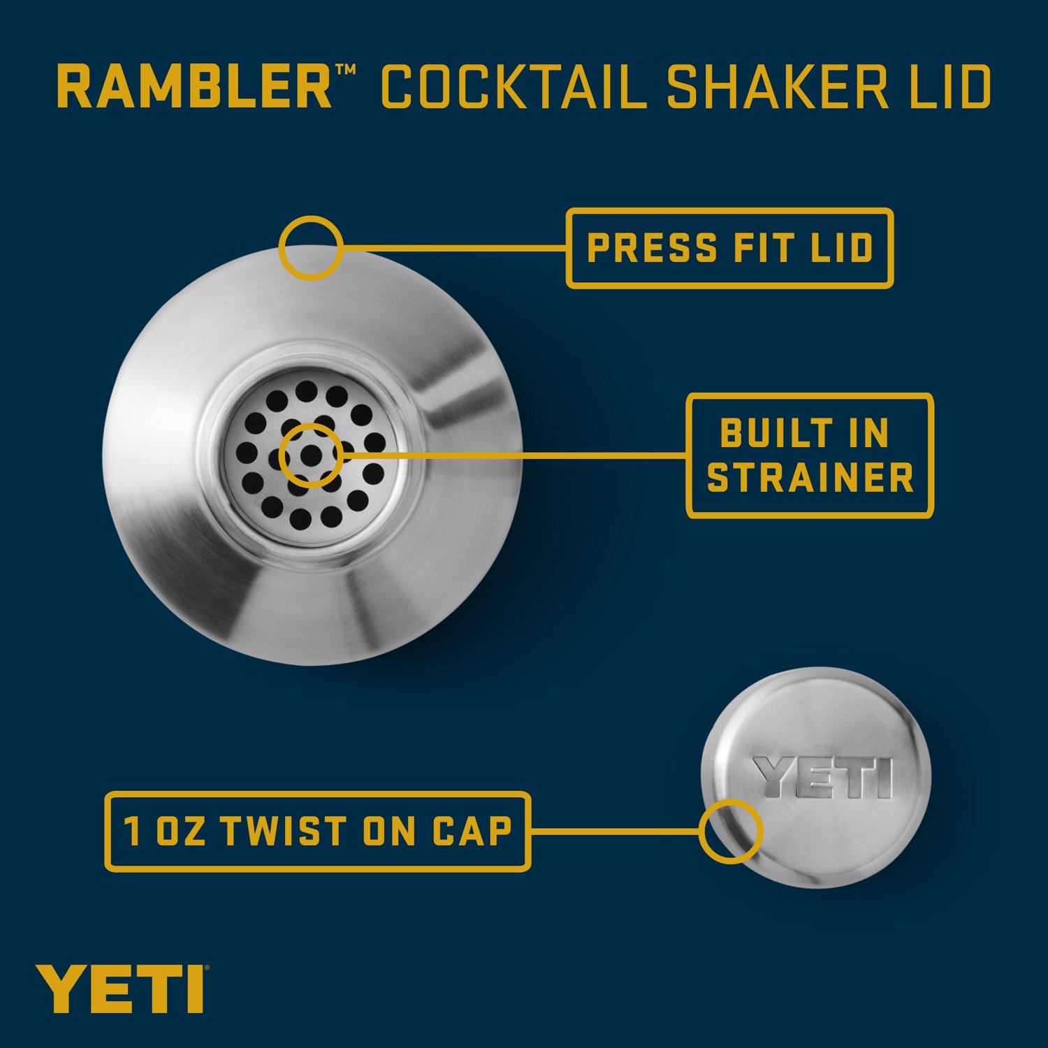 Cocktail Shaker Lids Compatible for YETI Rambler 20 oz  Stainless Steel Replacement Lid for Yeti Rambler Tumbler Cocktail Shaker Lid  Suitable For Camping Outdoors: Tumblers & Water Glasses