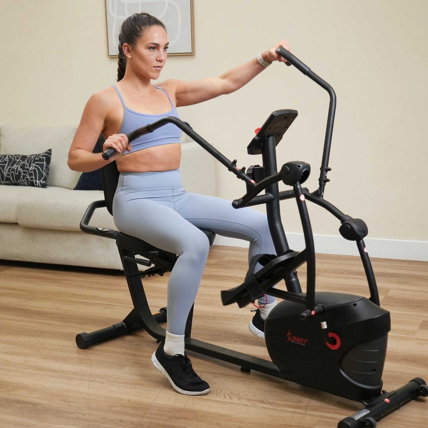 Sunny Health & Fitness Smart Magnetic Resistance Dual Action Recumbent Elliptical Trainer with Bluetooth - view number 7