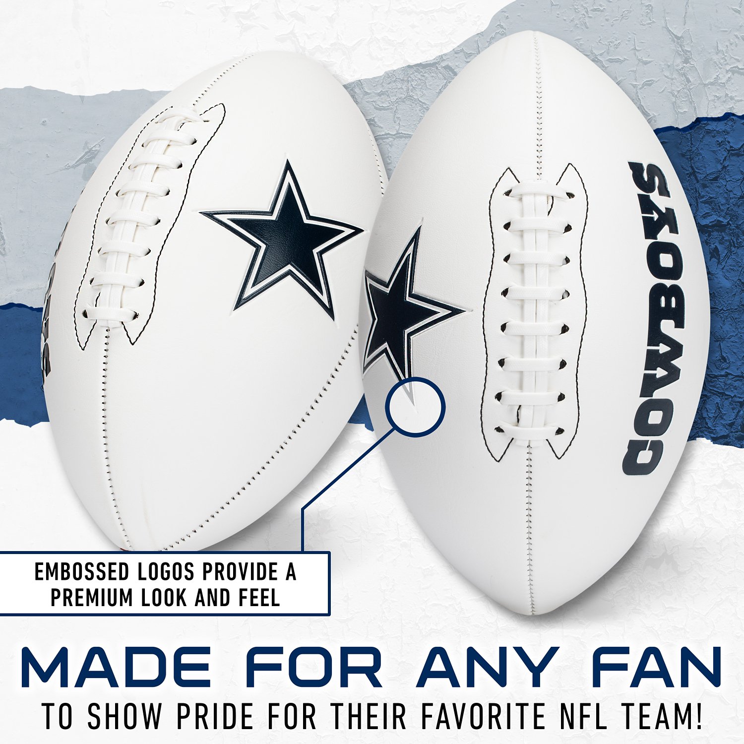  Franklin Sports NFL Dallas Cowboys Autograph Football - Official Size White Panel Souvenir Football for Autographs - view number 4