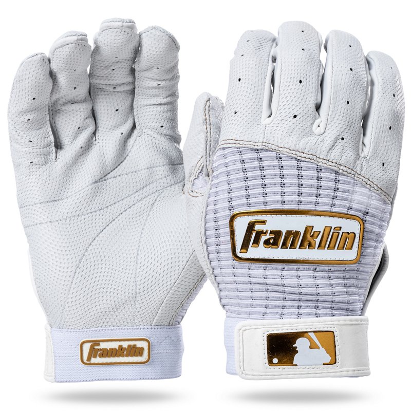 Franklin Adults' Pro Classic Batting Gloves White/Gold, Large - Batting Gloves at Academy Sports