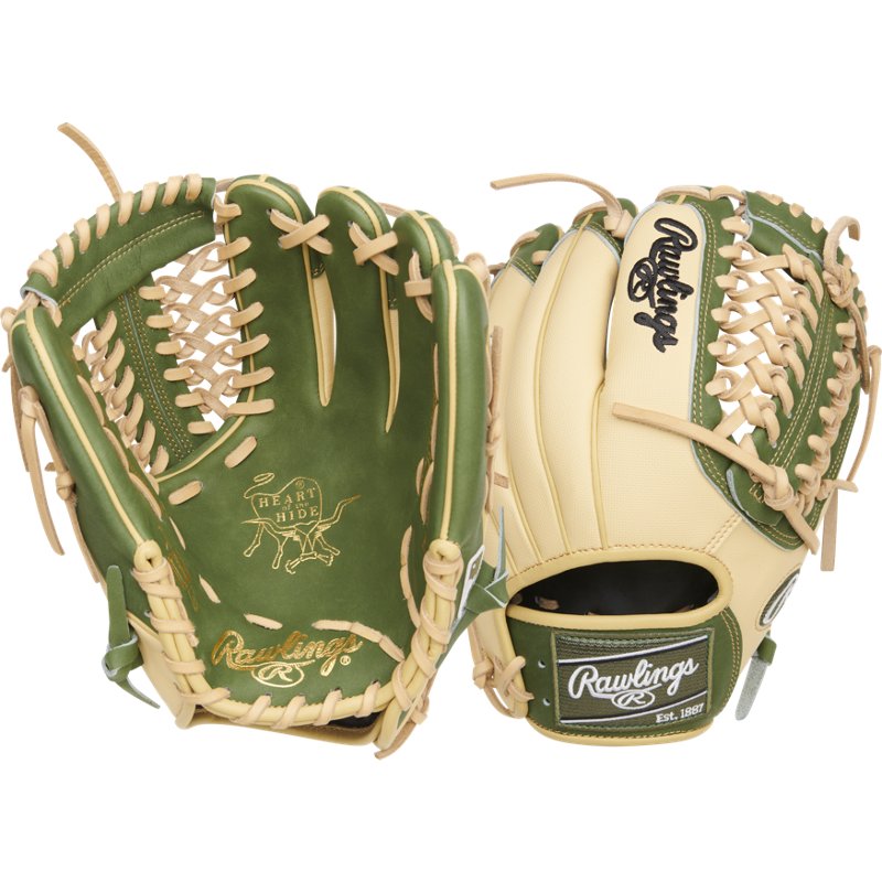 Rawlings Adults’ Limited Edition 11.75 in Heart of the Hide Baseball Fielding Glove Camel/Green – Sball/Bball Glove And Mitt at Academy Sports