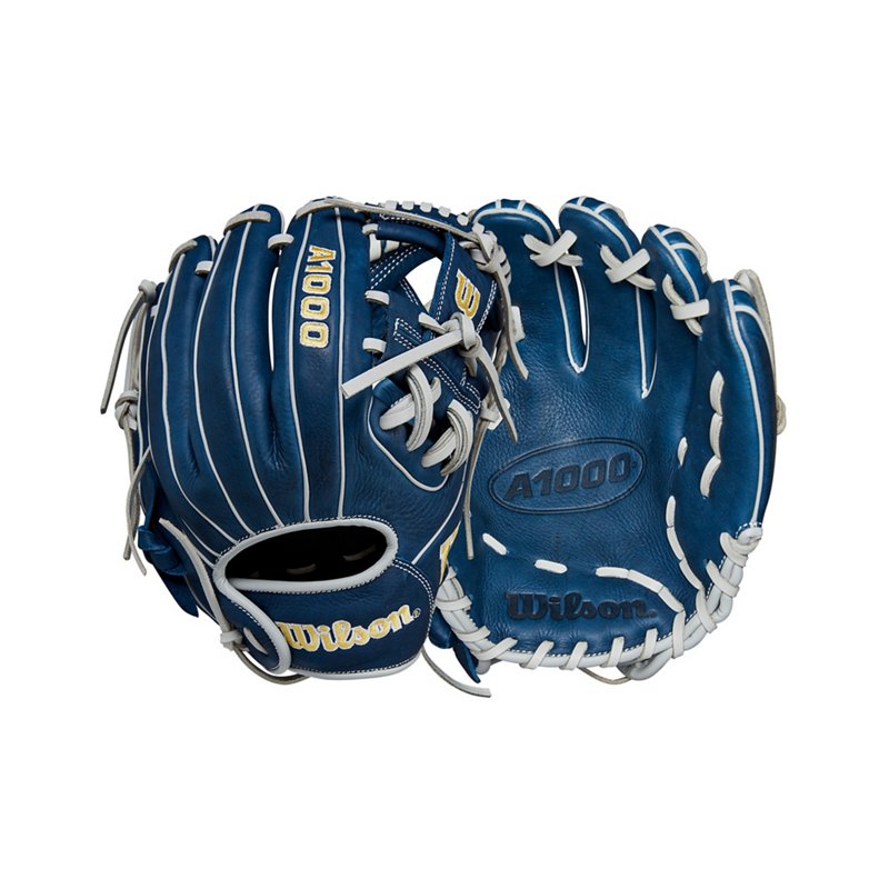 Wilson 11.5 in A1000 DP15 Pedroia Fit Infield Baseball Glove Navy Blue/Grey - Sball/Bball Glove And Mitt at Academy Sports