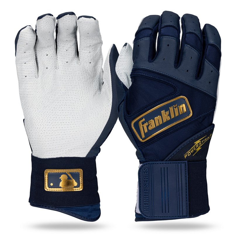 Franklin Adult MLB Infinite Series Power Strap Batting Gloves Navy Blue/Gold, X-Large - Batting Gloves at Academy Sports