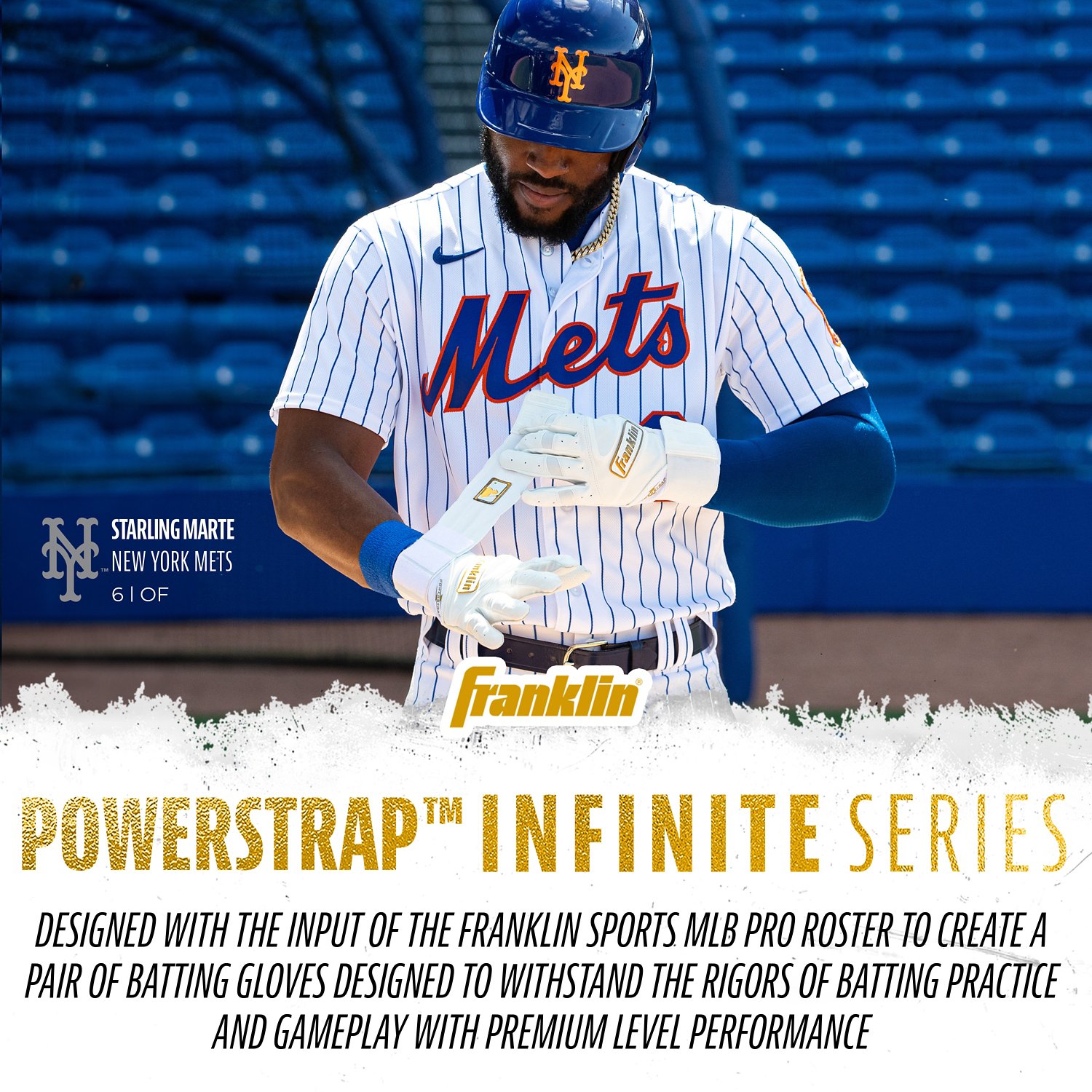 Franklin Adult MLB Infinite Series Power Strap Batting Gloves                                                                    - view number 5