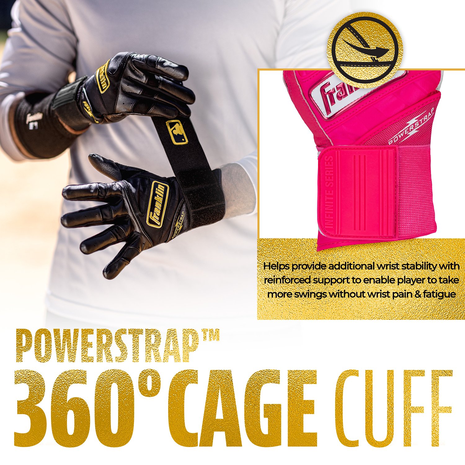 Franklin Adult MLB Infinite Series Power Strap Batting Gloves                                                                    - view number 5