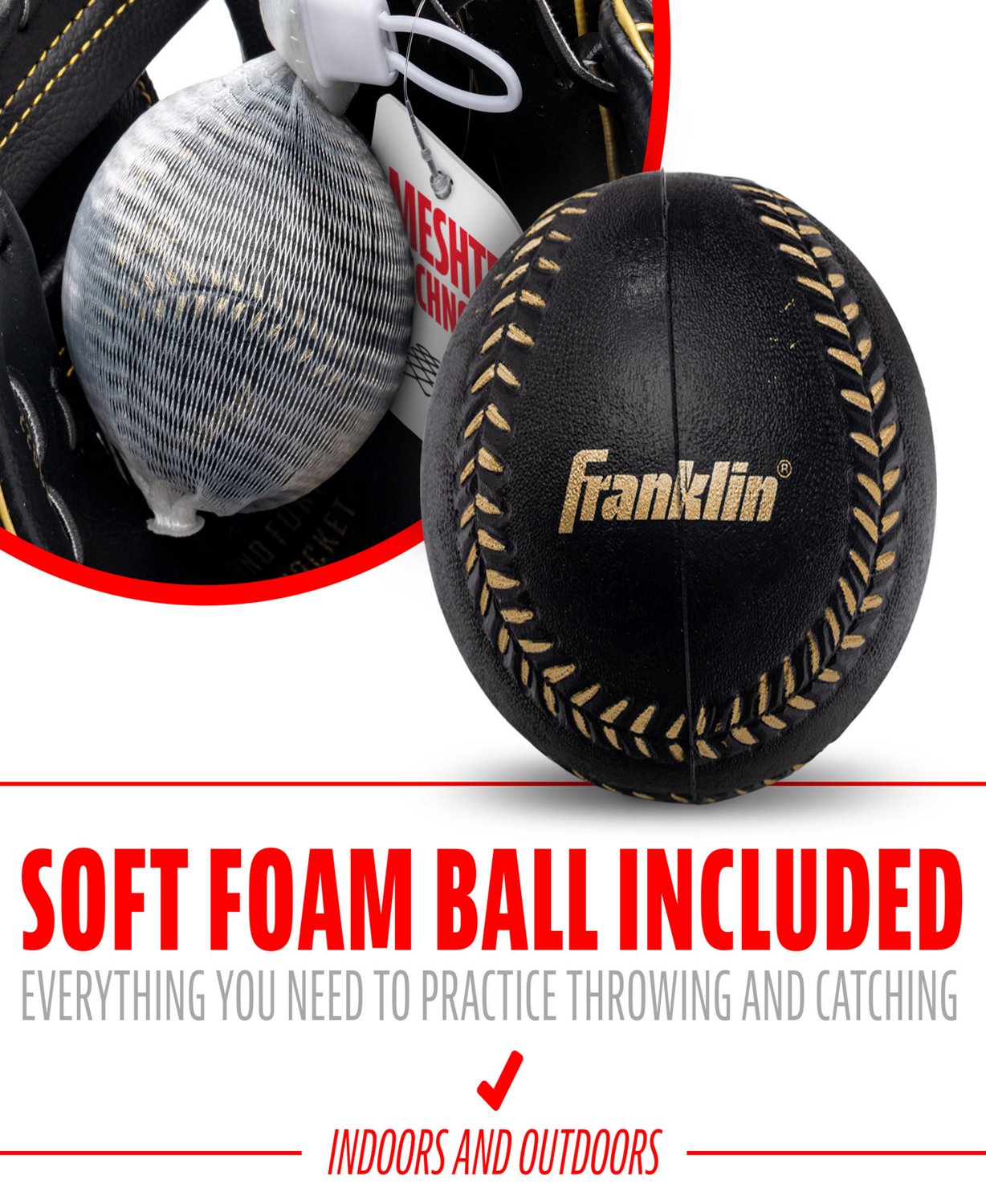 Franklin Youth Meshtek 9.5" T-ball Glove with Ball - view number 6
