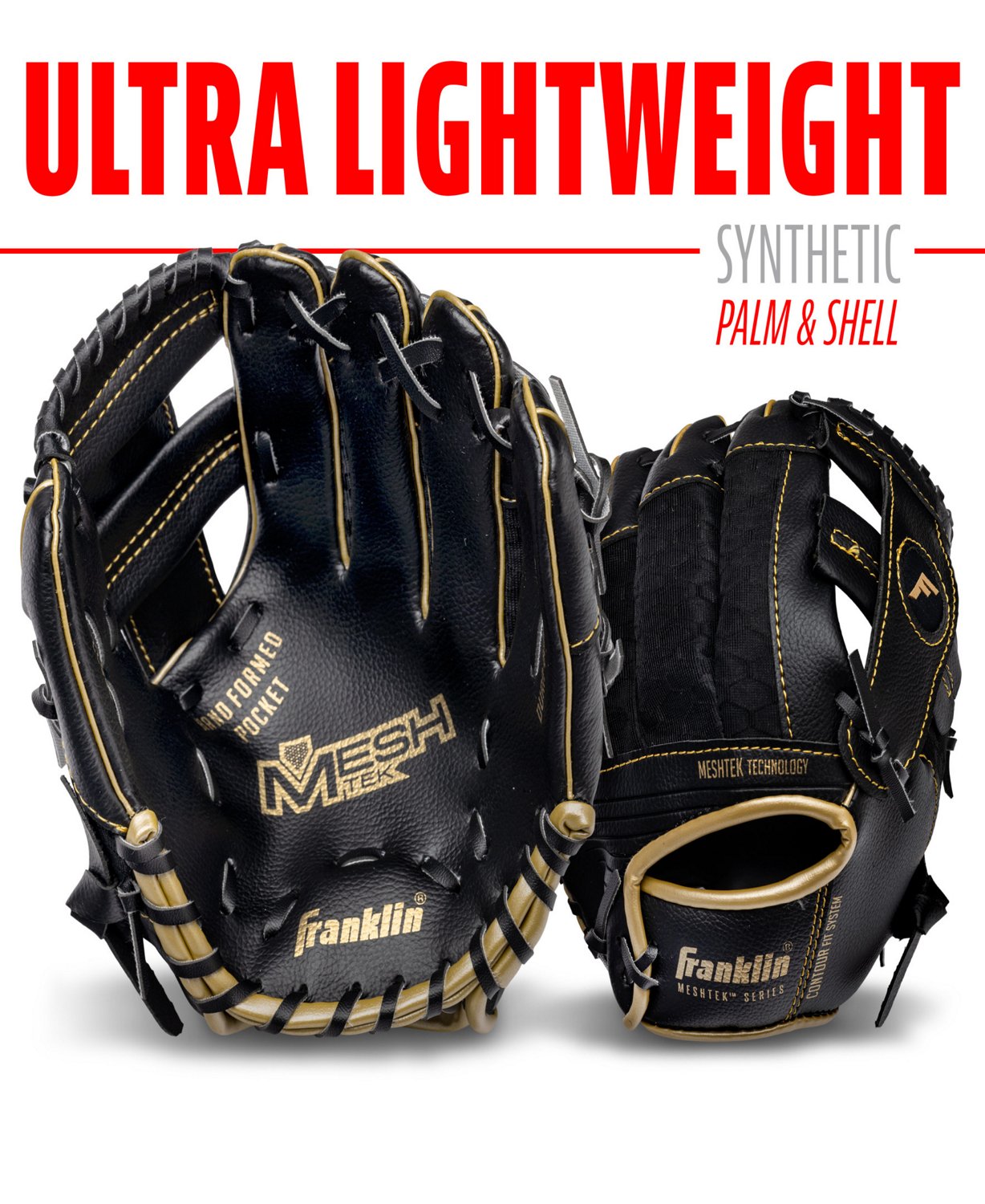 Franklin Youth Meshtek 9.5" T-ball Glove with Ball - view number 5