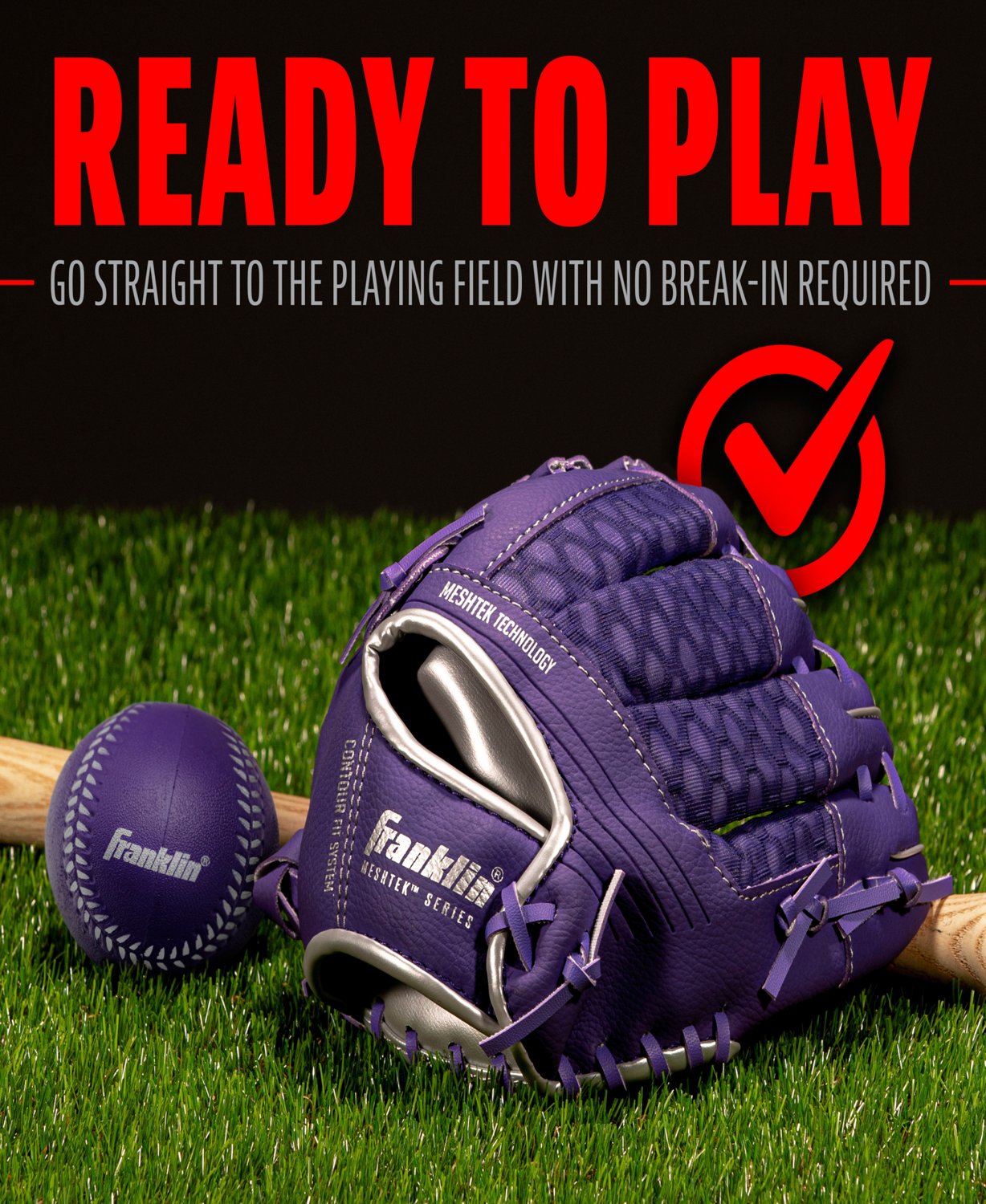 Franklin Youth Meshtek 9.5" T-ball Glove with Ball - view number 7