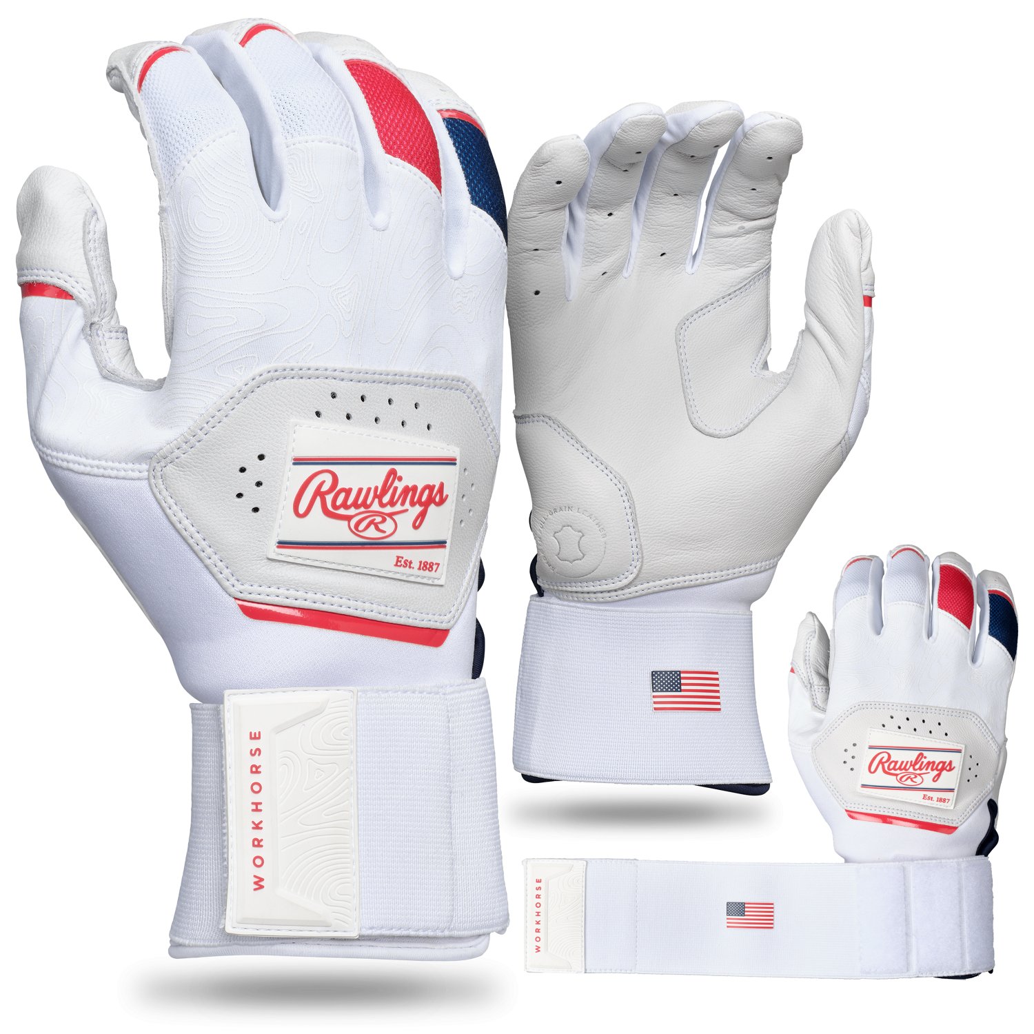 Rawlings Workhorse Baseball Batting Gloves with Compression Strap                                                                - view number 7