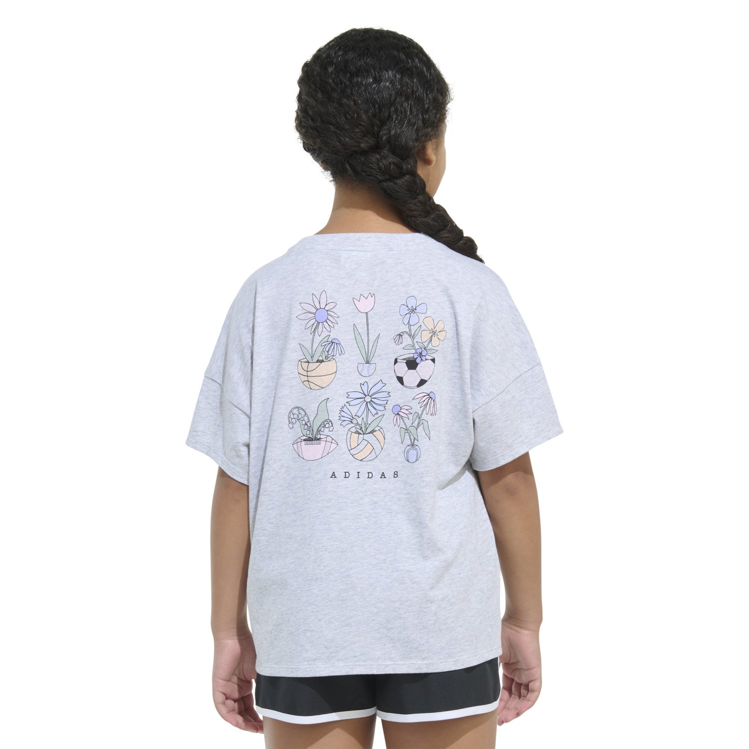 adidas Girls' Drop Shoulder Sports Garden Heather T-shirt                                                                        - view number 3