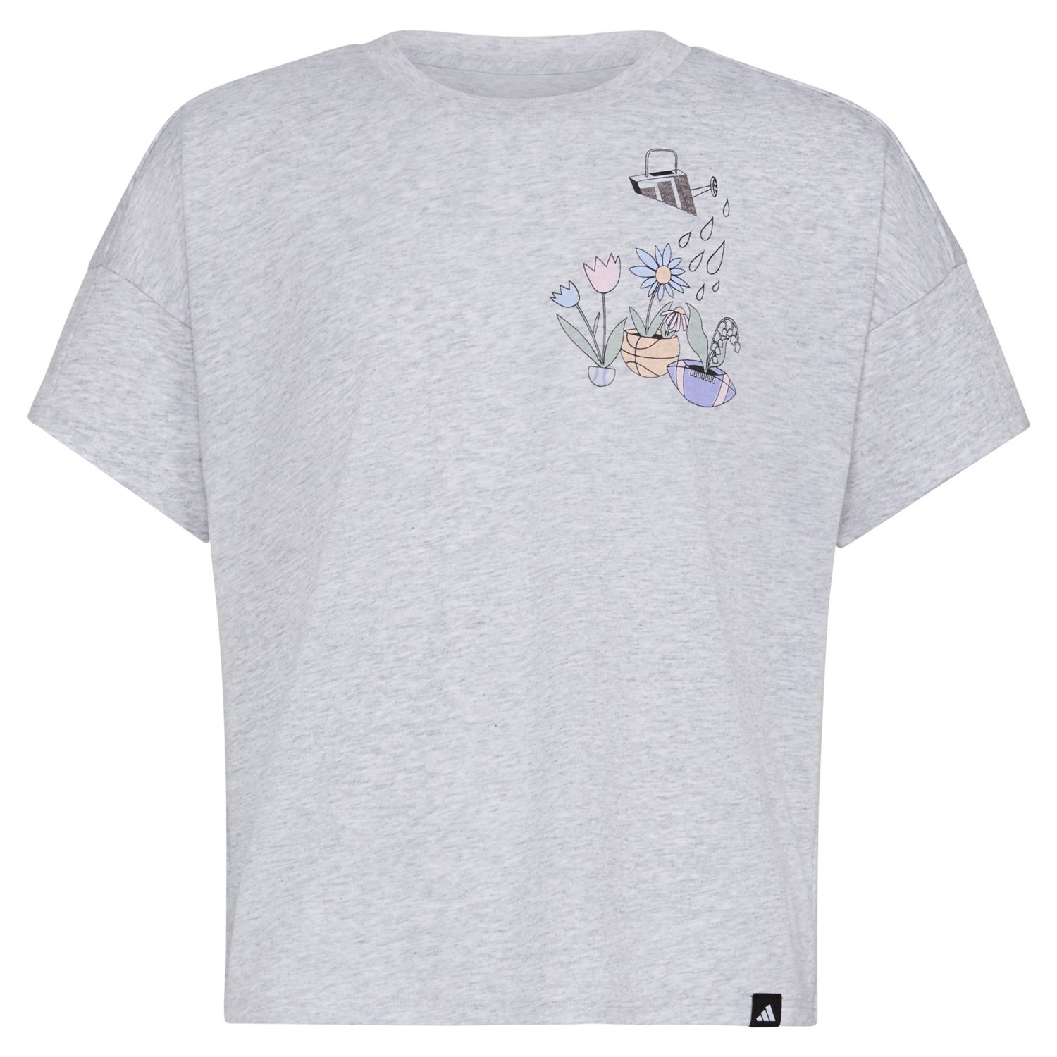 adidas Girls' Drop Shoulder Sports Garden Heather T-shirt                                                                        - view number 5