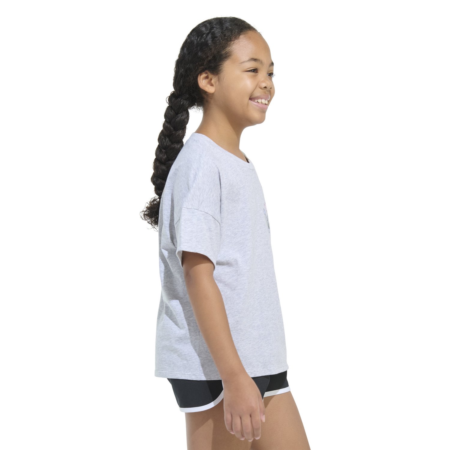 adidas Girls' Drop Shoulder Sports Garden Heather T-shirt                                                                        - view number 4