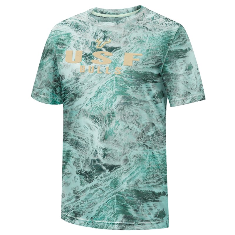Realtree Colosseum Athletics Men's University of South Florida Gulf Stream Performance Fishing T-Shirt Green, Large - NCAA Men's Tops