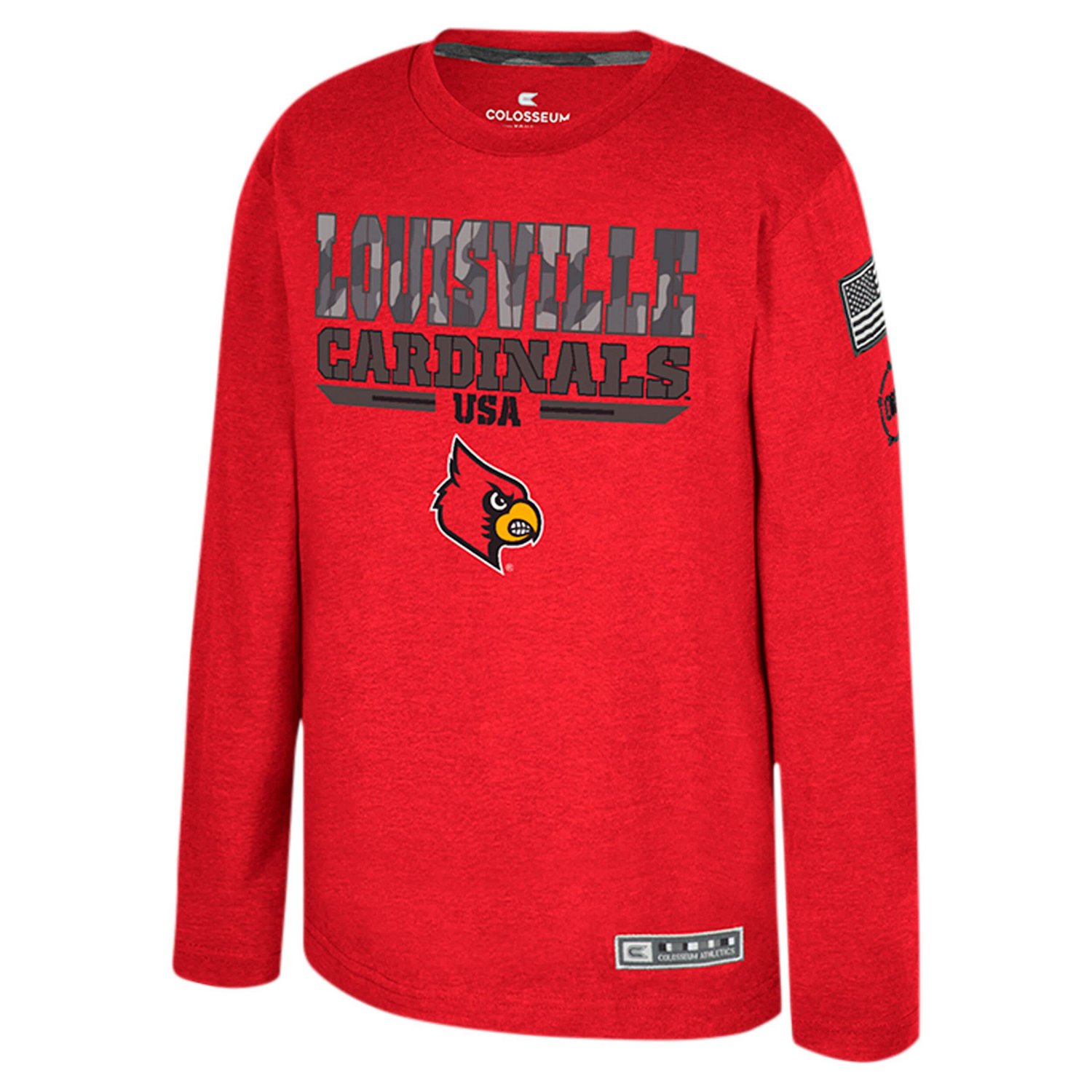Colosseum Heather Louisville Cardinals OHT Military Appreciation Oorah Long Sleeve T-Shirt - view number 2
