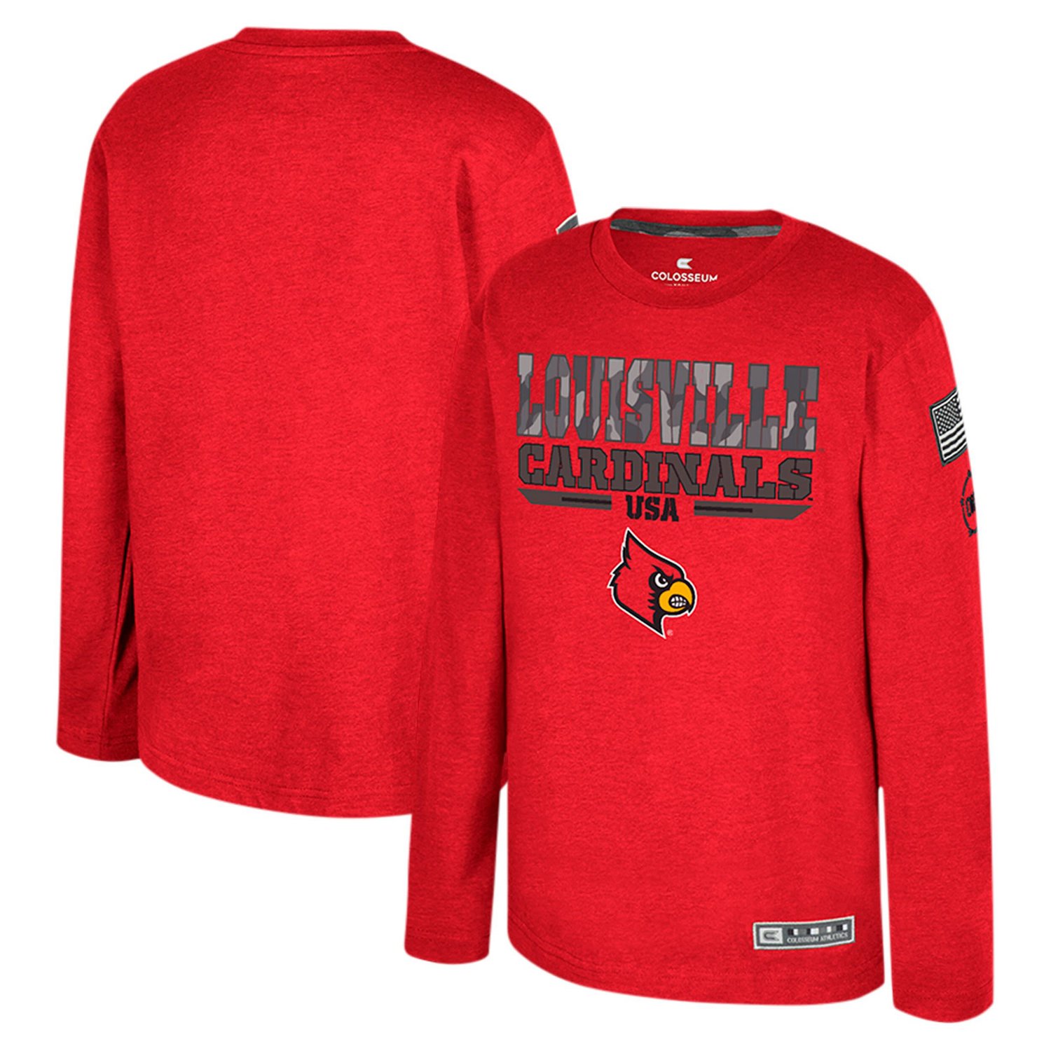 Colosseum Heather Louisville Cardinals OHT Military Appreciation Oorah Long Sleeve T-Shirt - view number 1