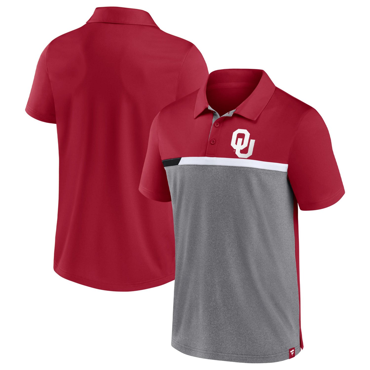 Fanatics Branded /Heathered Gray Oklahoma Sooners Split Block Color Block Polo - view number 1