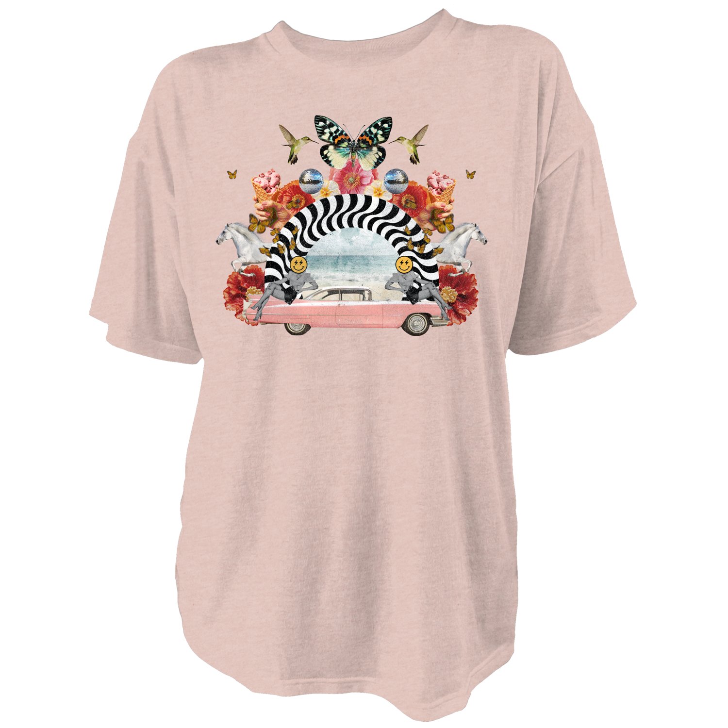 Live Outside the Limits Women's Collage Oversize T-shirt