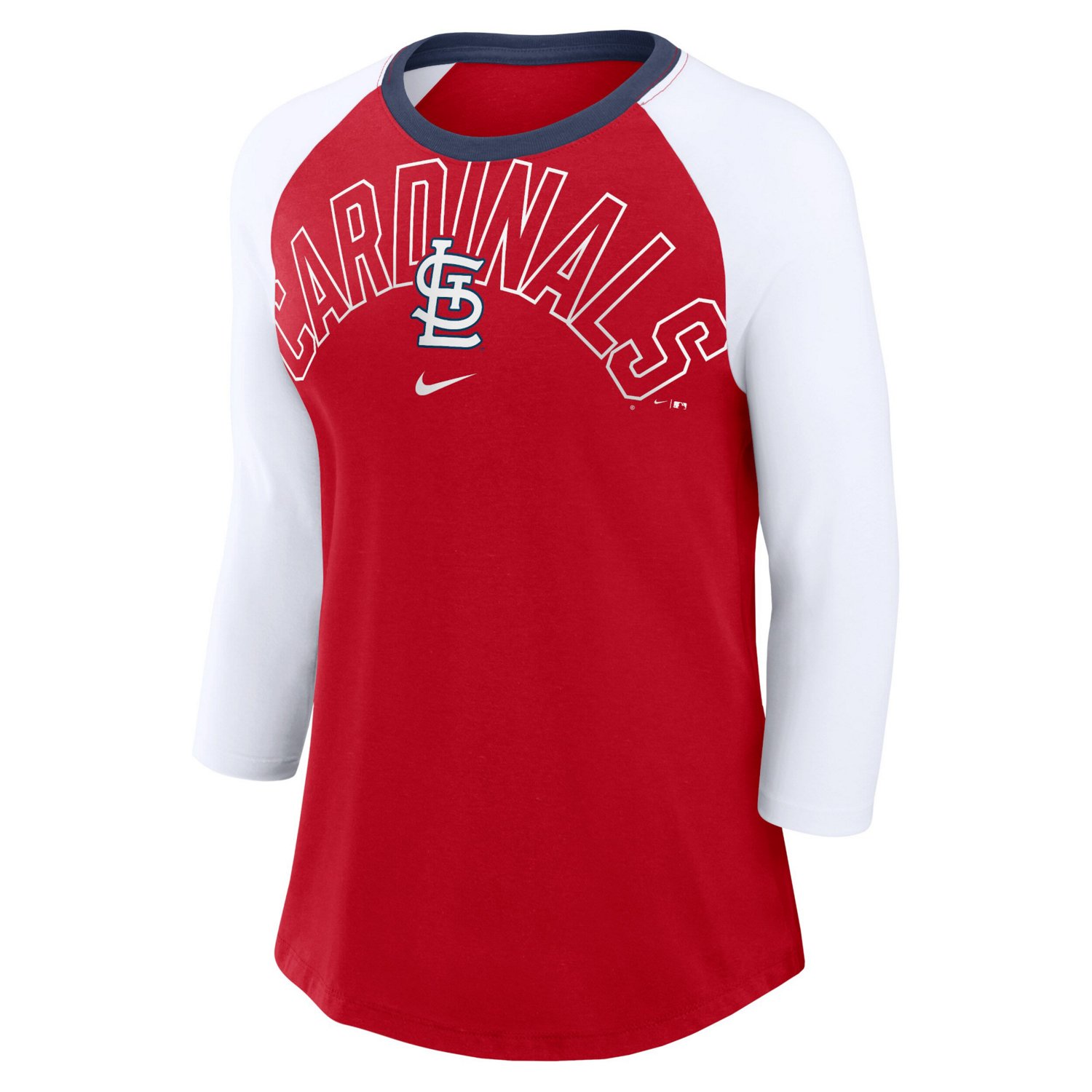 Nike /White St Louis Cardinals Knockout Arch 3/4-Sleeve Raglan Tri-Blend T-Shirt - view number 2
