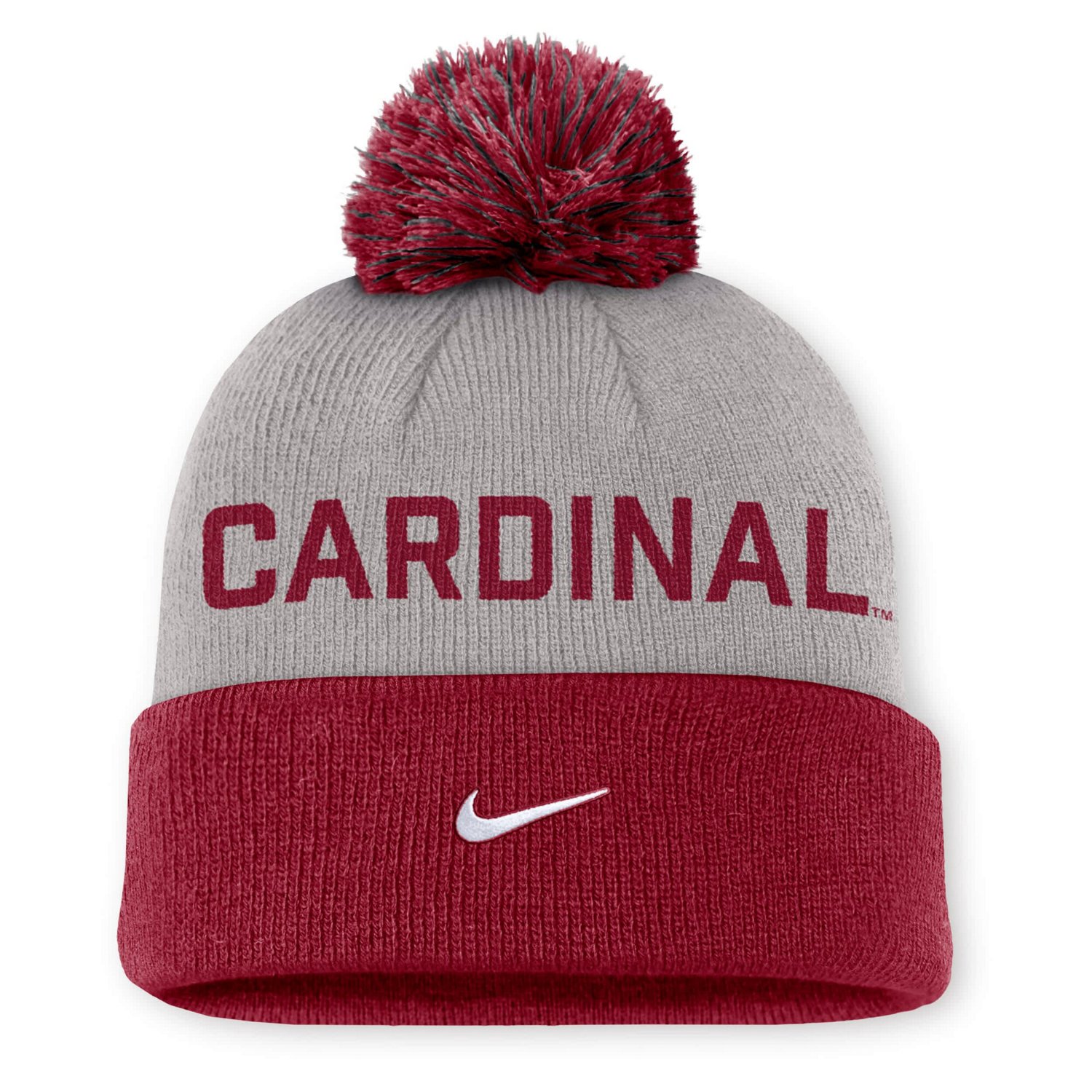 Nike Cardinal Stanford Cardinal Primetime Peak Cuffed Knit Hat with Pom - view number 2
