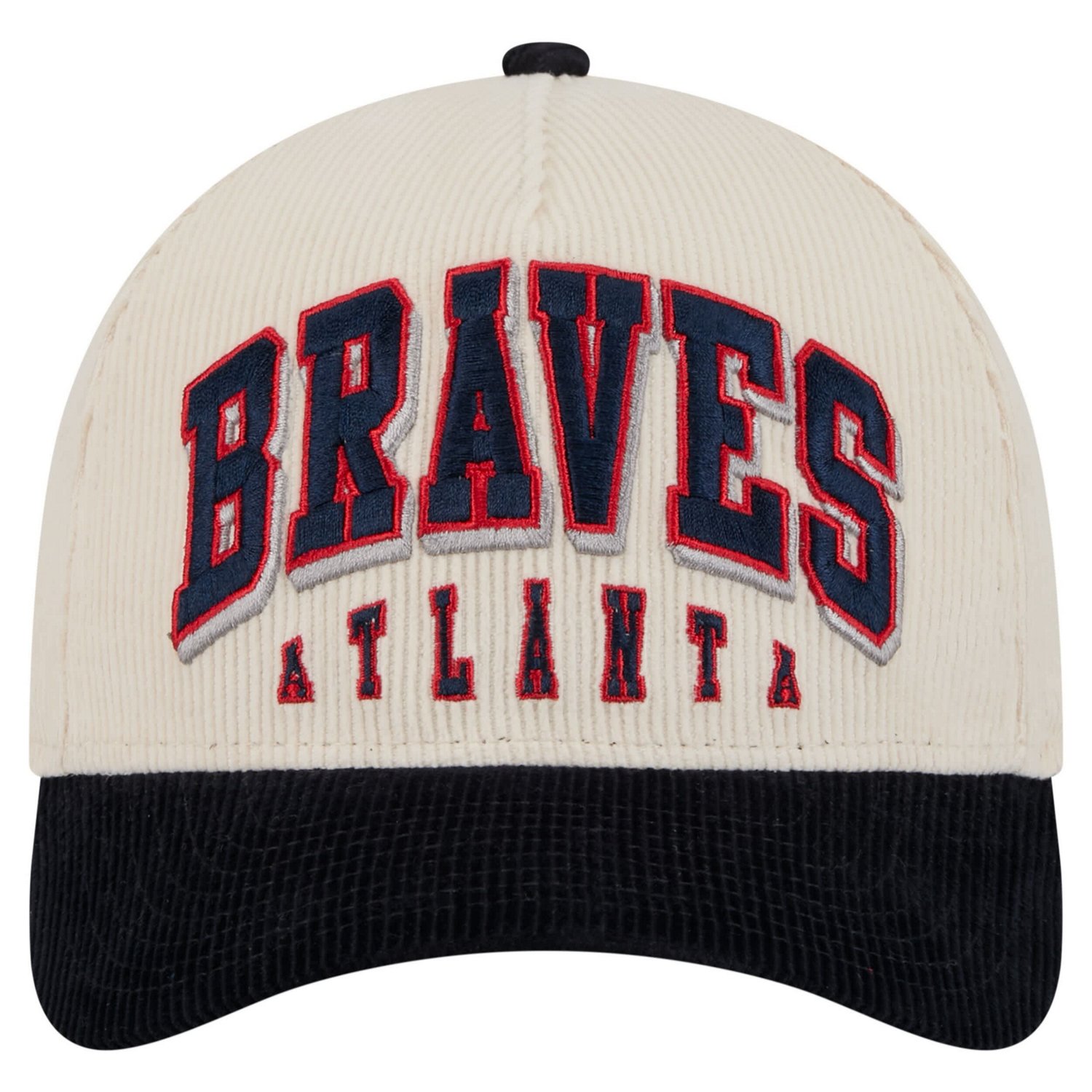 New Era Navy Atlanta Braves Sided Corduroy 9FORTY A-Frame Adjustable Hat - view number 2