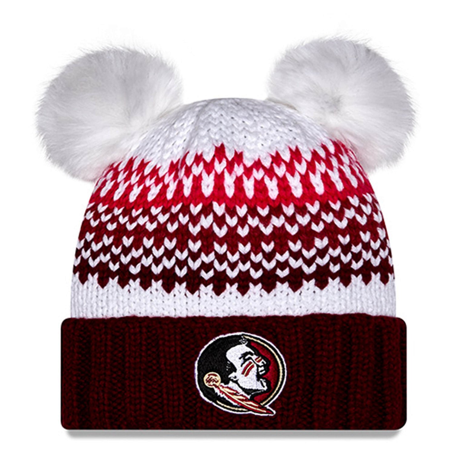 New Era Florida State Seminoles Double Pom  Print Cuffed Knit Hat