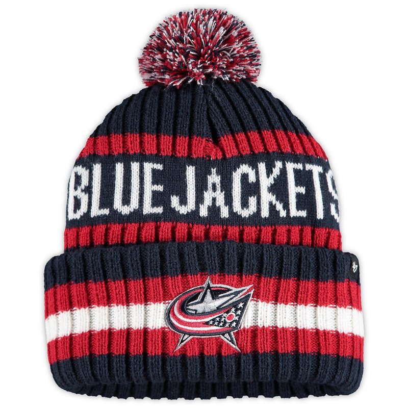 Men's Navy Columbus Blue Jackets Bering Cuffed Knit Hat with Pom - Navy