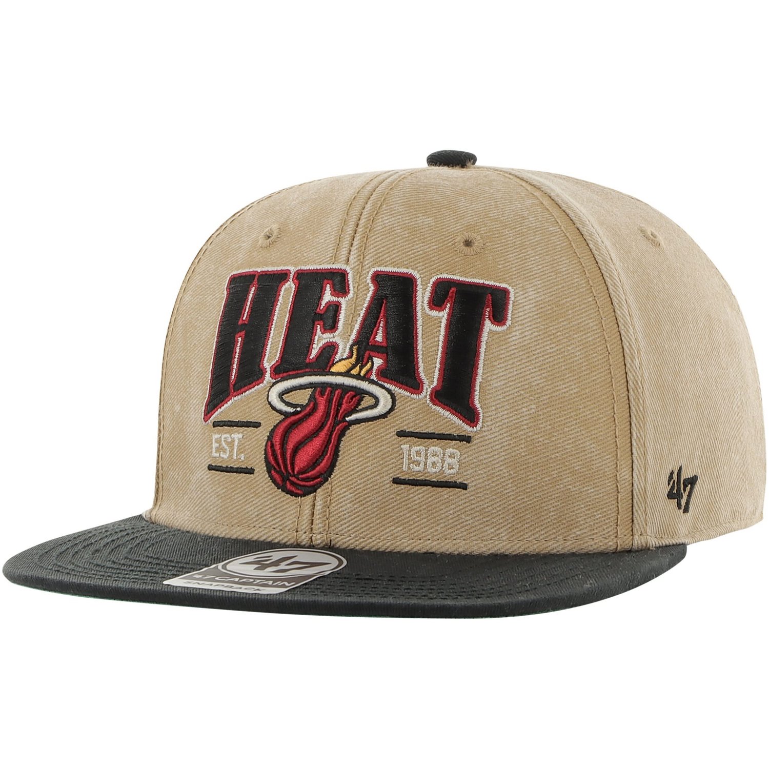 '47 /Black Miami Heat Chilmark Captain Snapback Hat                                                                              - view number 1