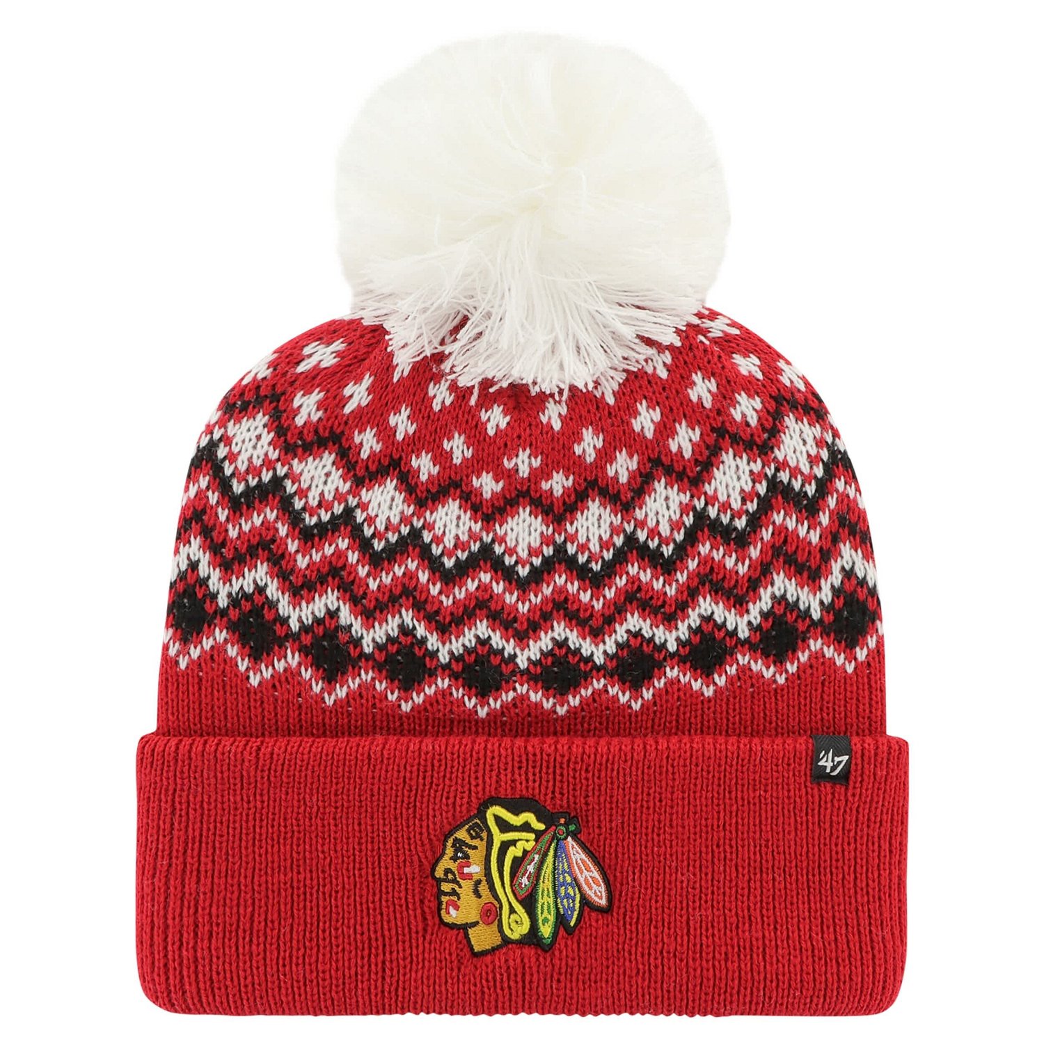 '47 Chicago Blackhawks Elsa Cuffed Knit Hat with Pom
